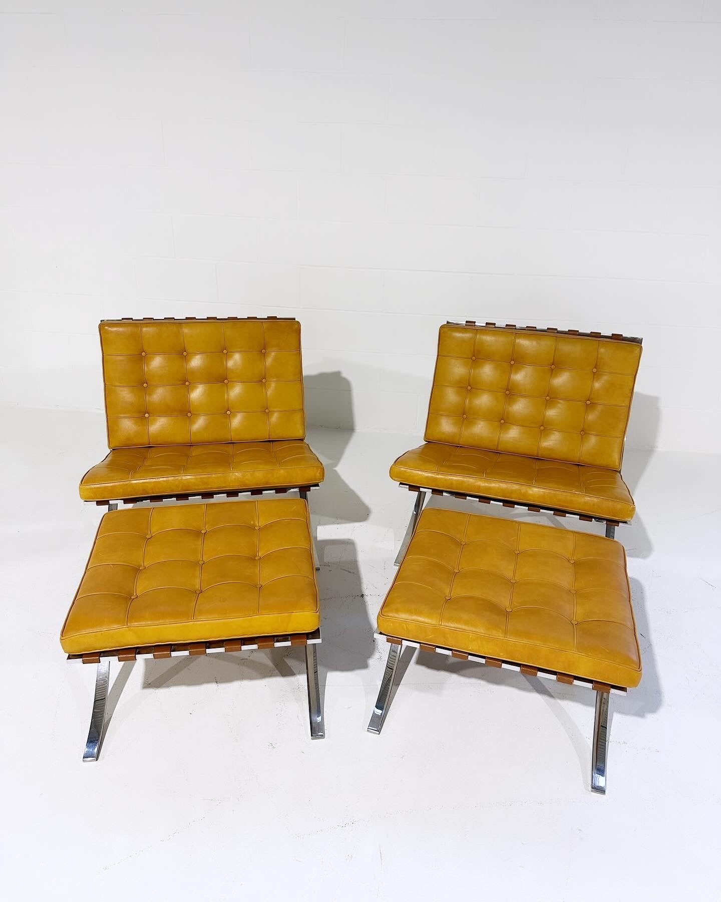 Gerald R. Griffith Barcelona Chairs and Ottomans, Set of 4