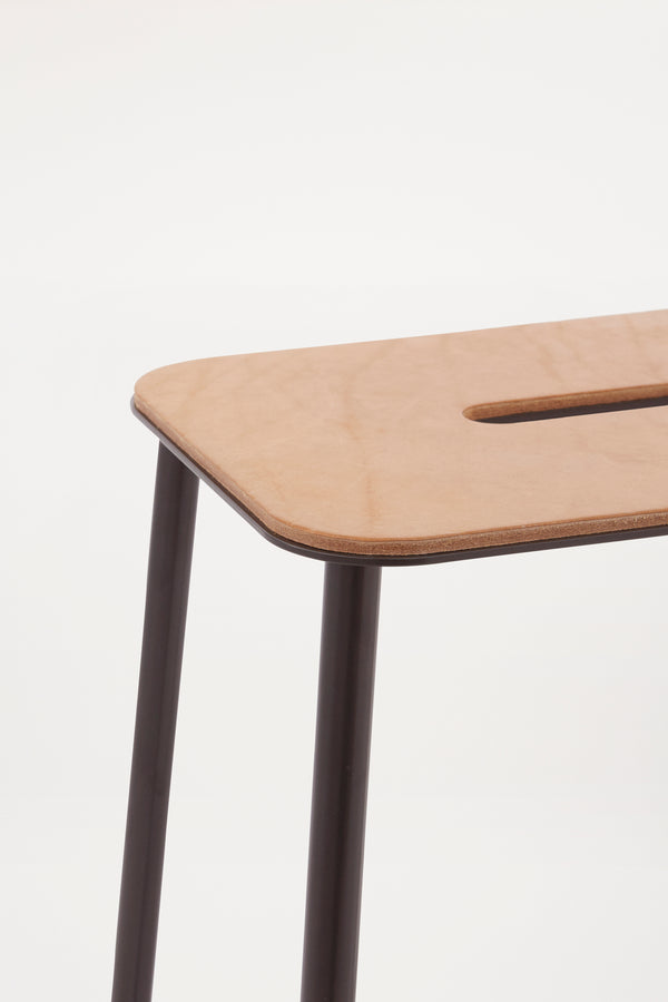 Adam Stool | Black and Natural Leather | H65