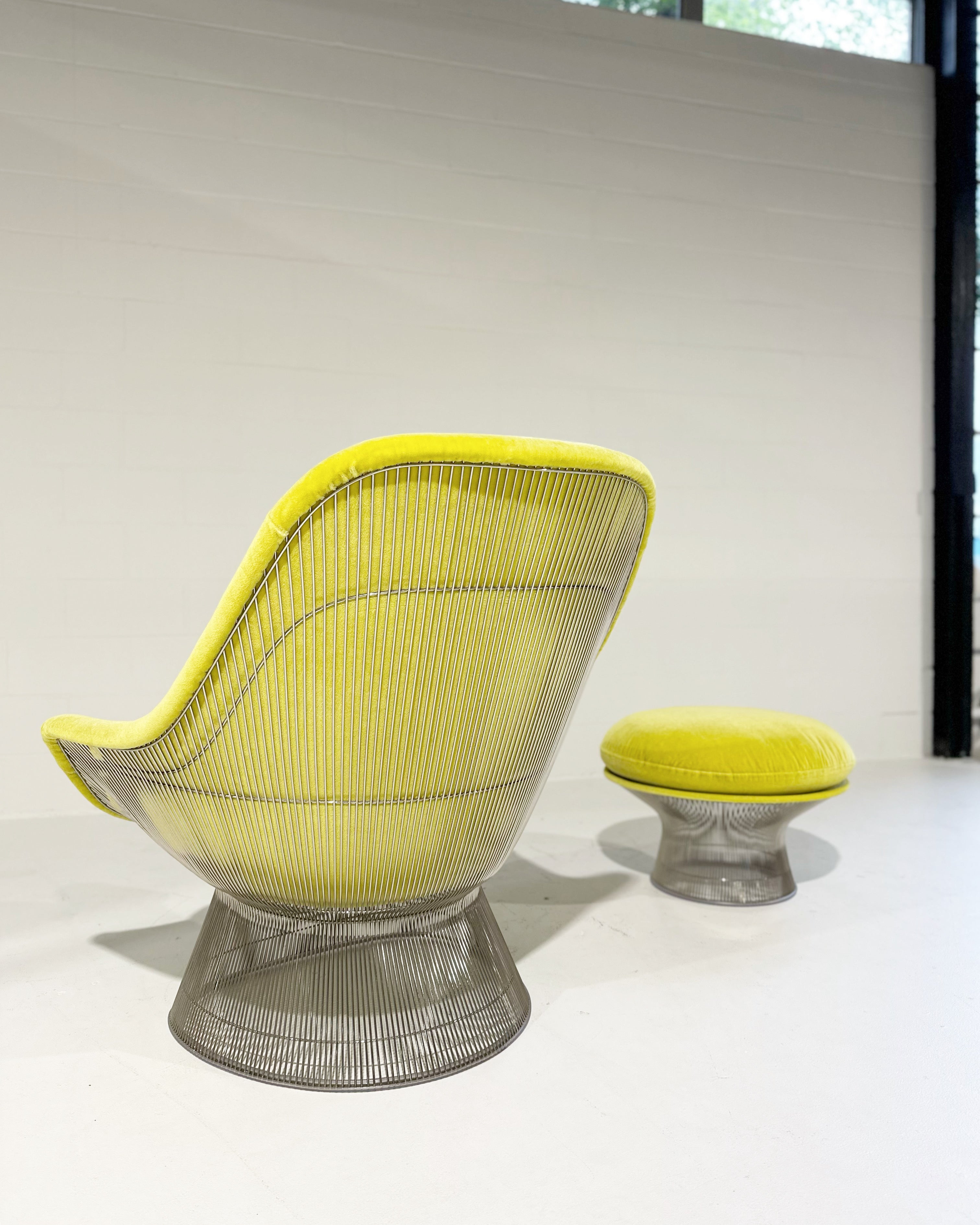 Easy Chair and Ottoman in Dedar Mohair Velvet