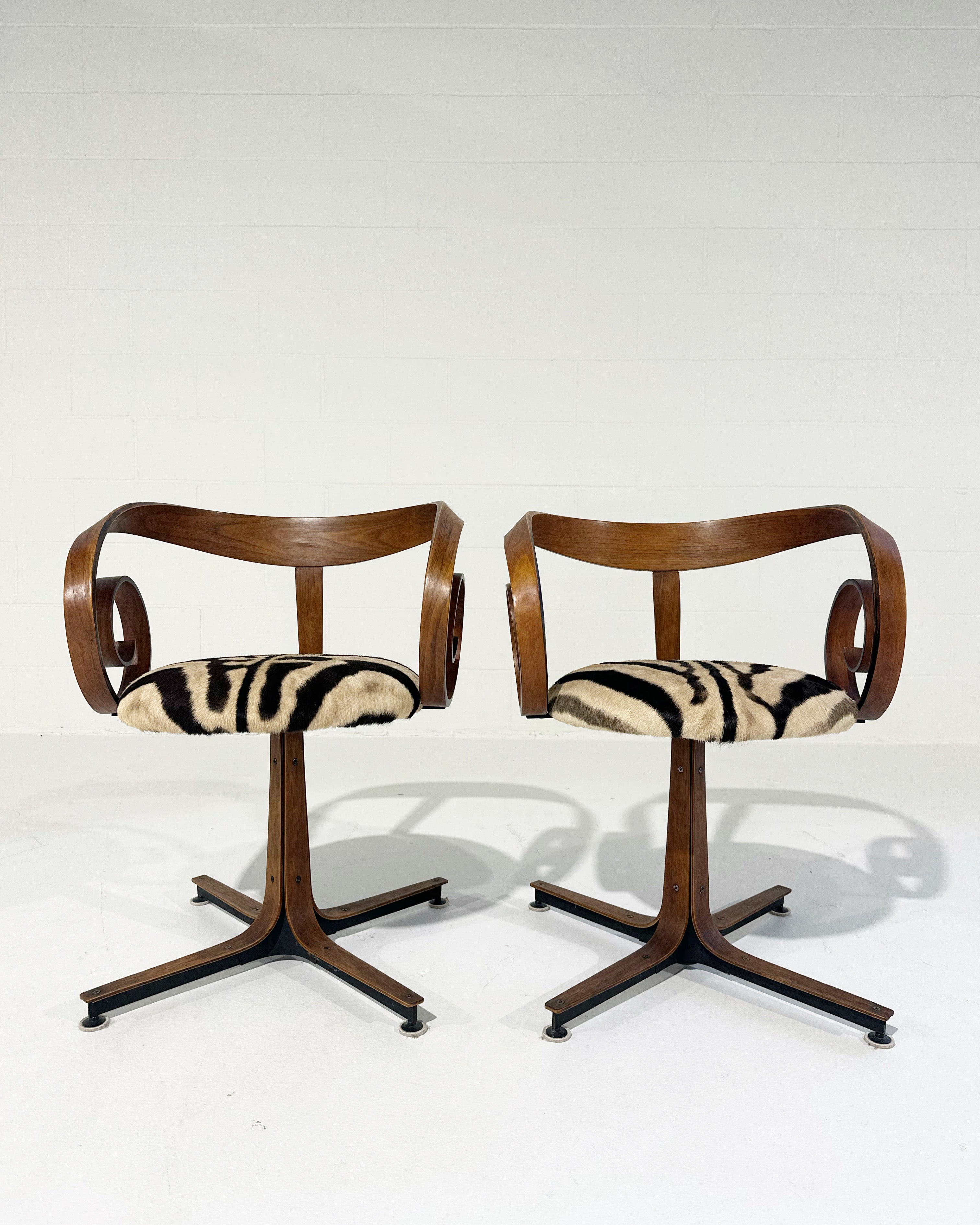 Sultana Chairs in Zebra Hide, pair
