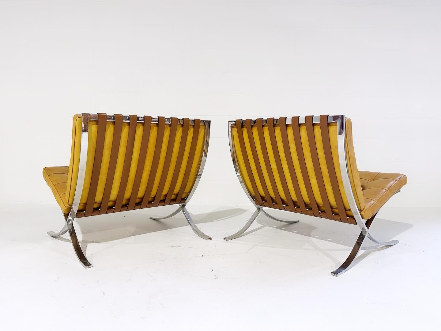 Gerald R. Griffith Barcelona Chairs and Ottomans, Set of 4