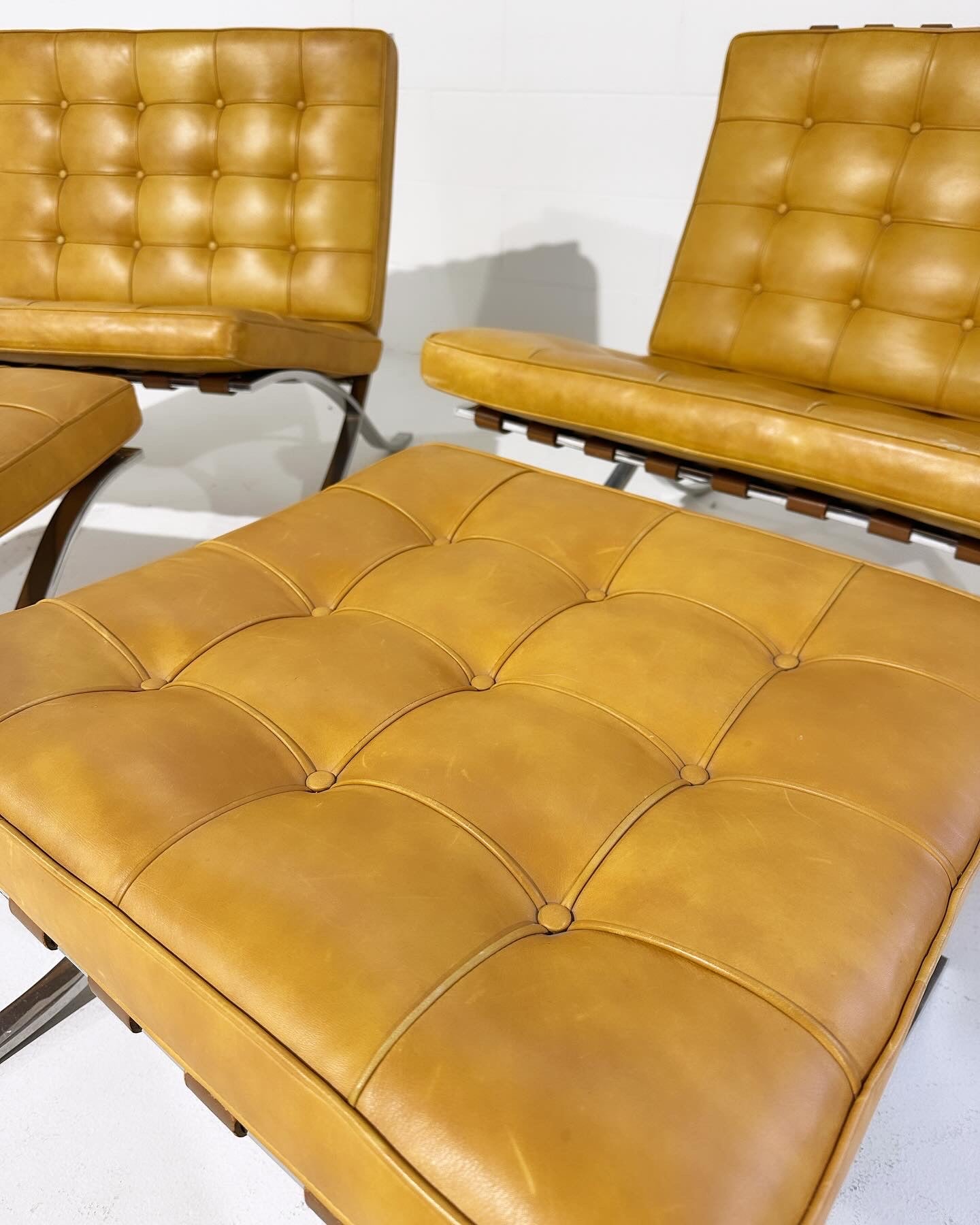 Gerald R. Griffith Barcelona Chairs and Ottomans, Set of 4