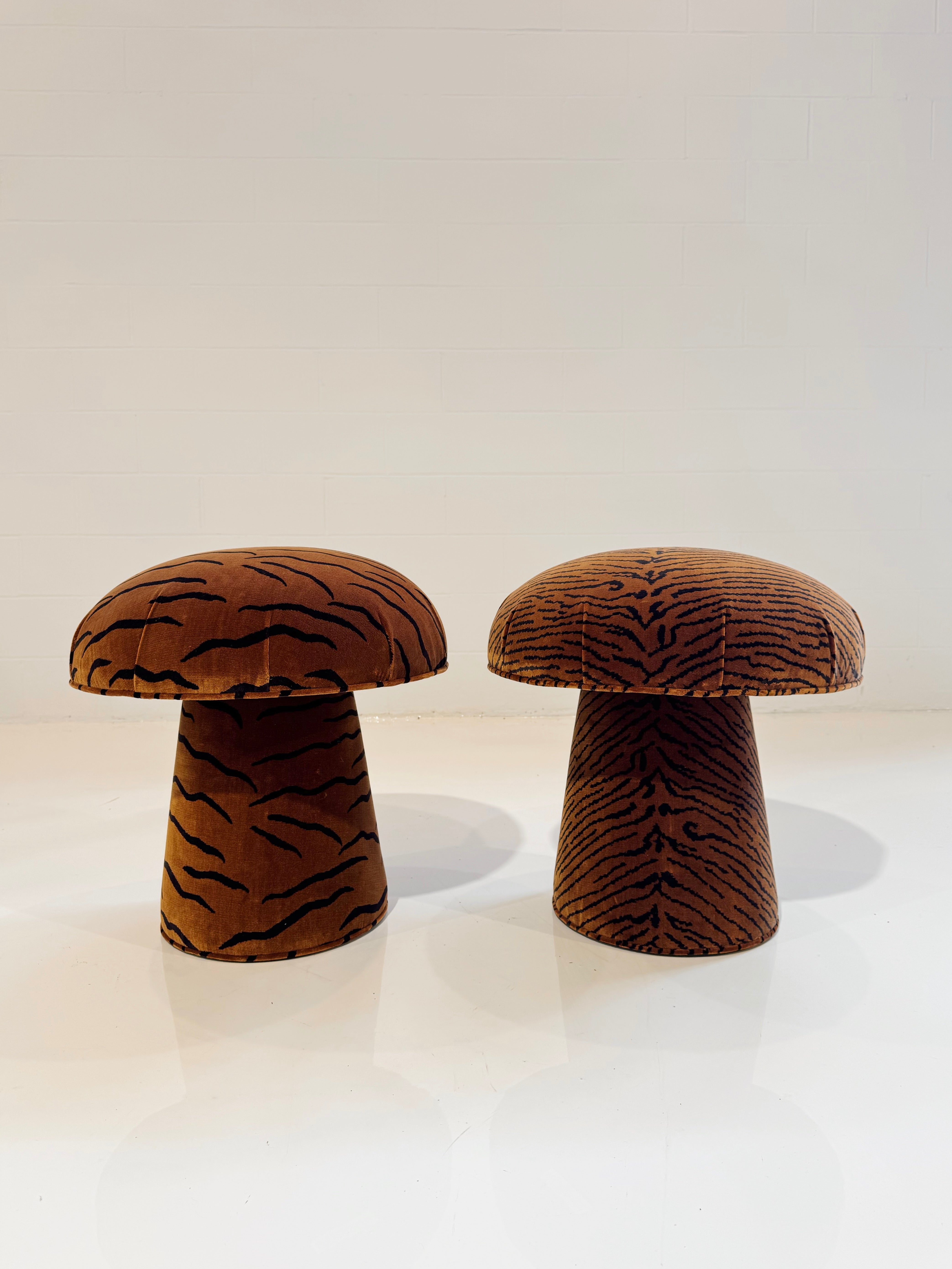 The Forsyth Mushroom Pouf in Dedar 'This Is The Tiger Speaking'