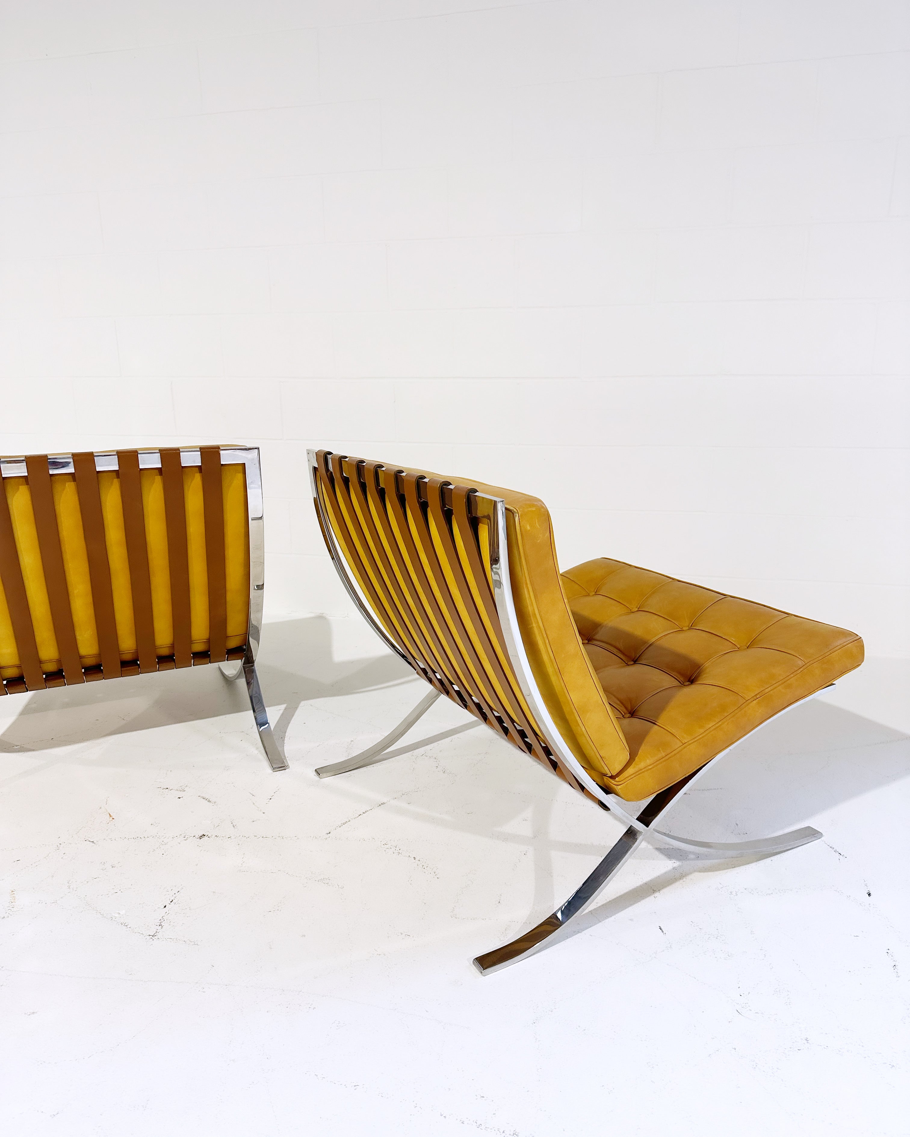 Gerald R. Griffith Barcelona Chairs and Ottomans, Set of 4