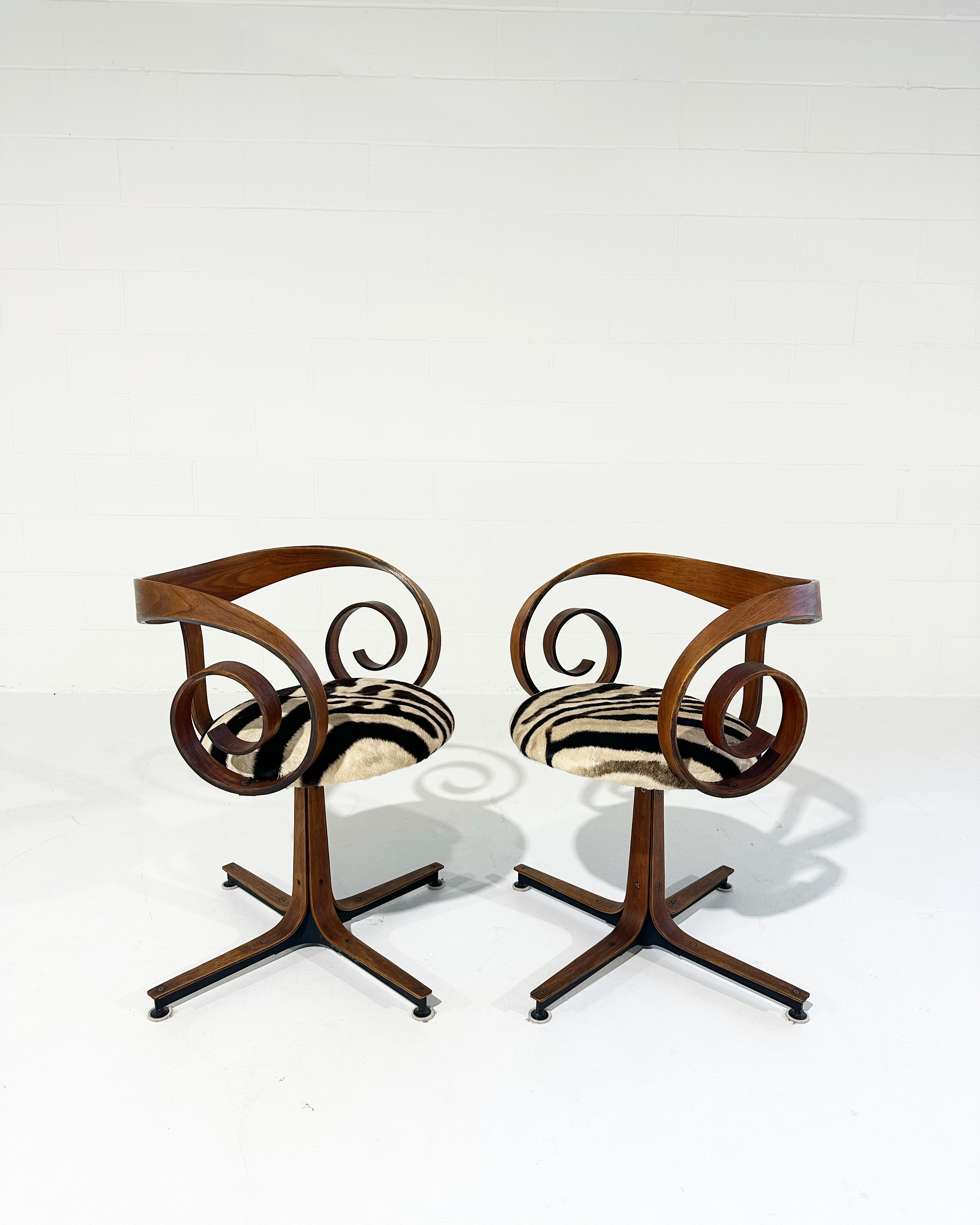 Sultana Chairs in Zebra Hide, pair