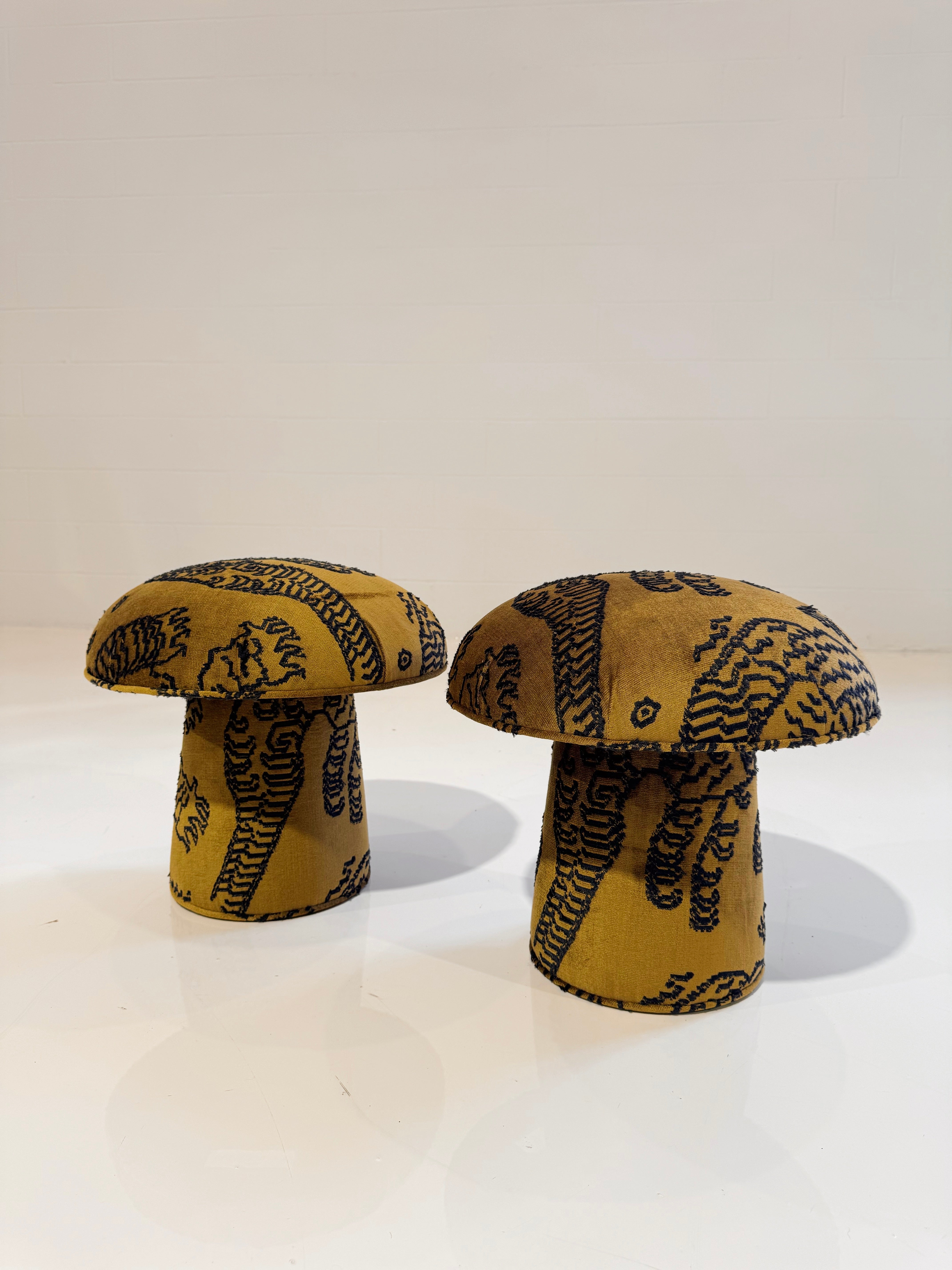 The Forsyth Mini Mushroom Pouf in Dedar 'Tiger Mountain'