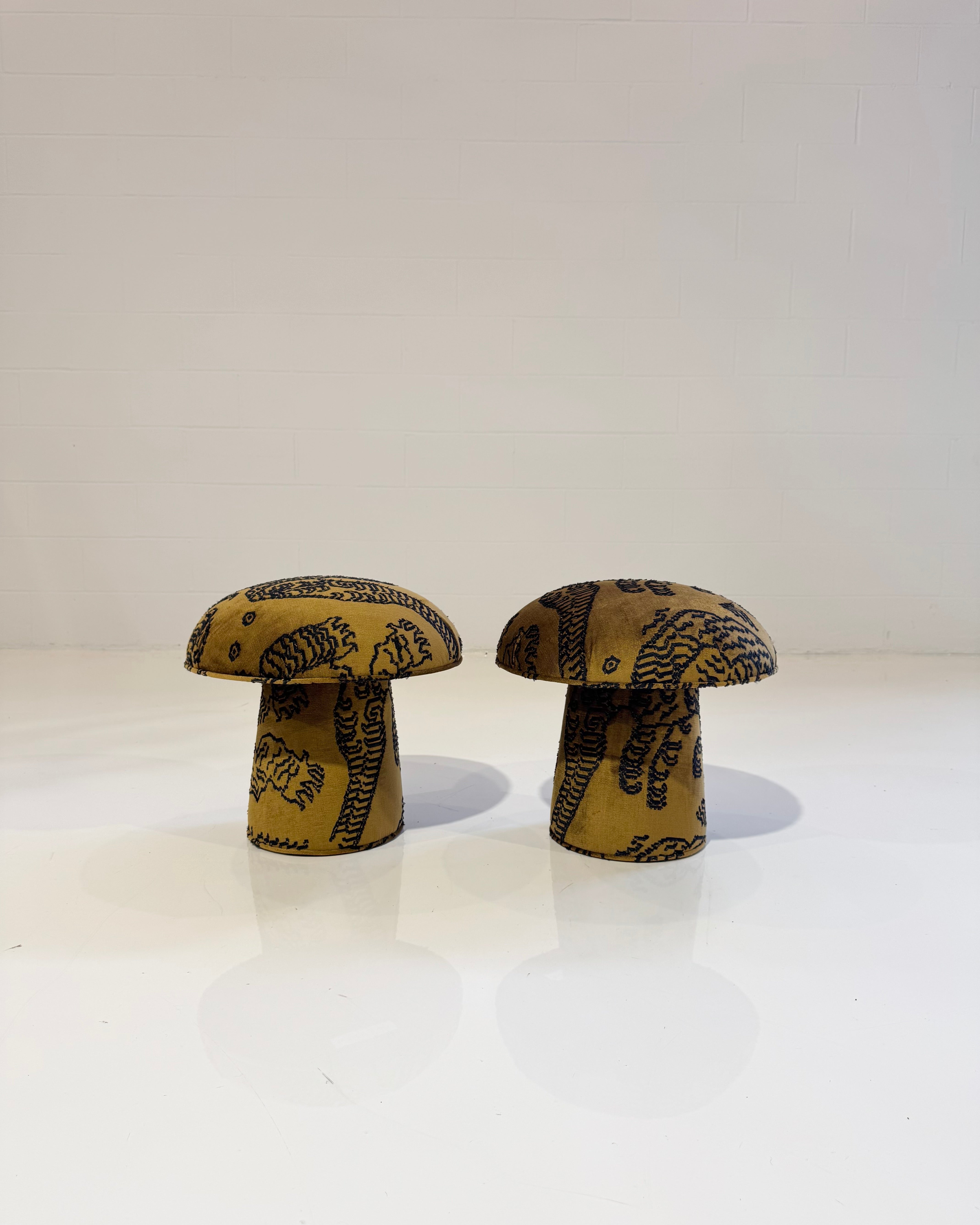 The Forsyth Mini Mushroom Pouf in Dedar 'Tiger Mountain'
