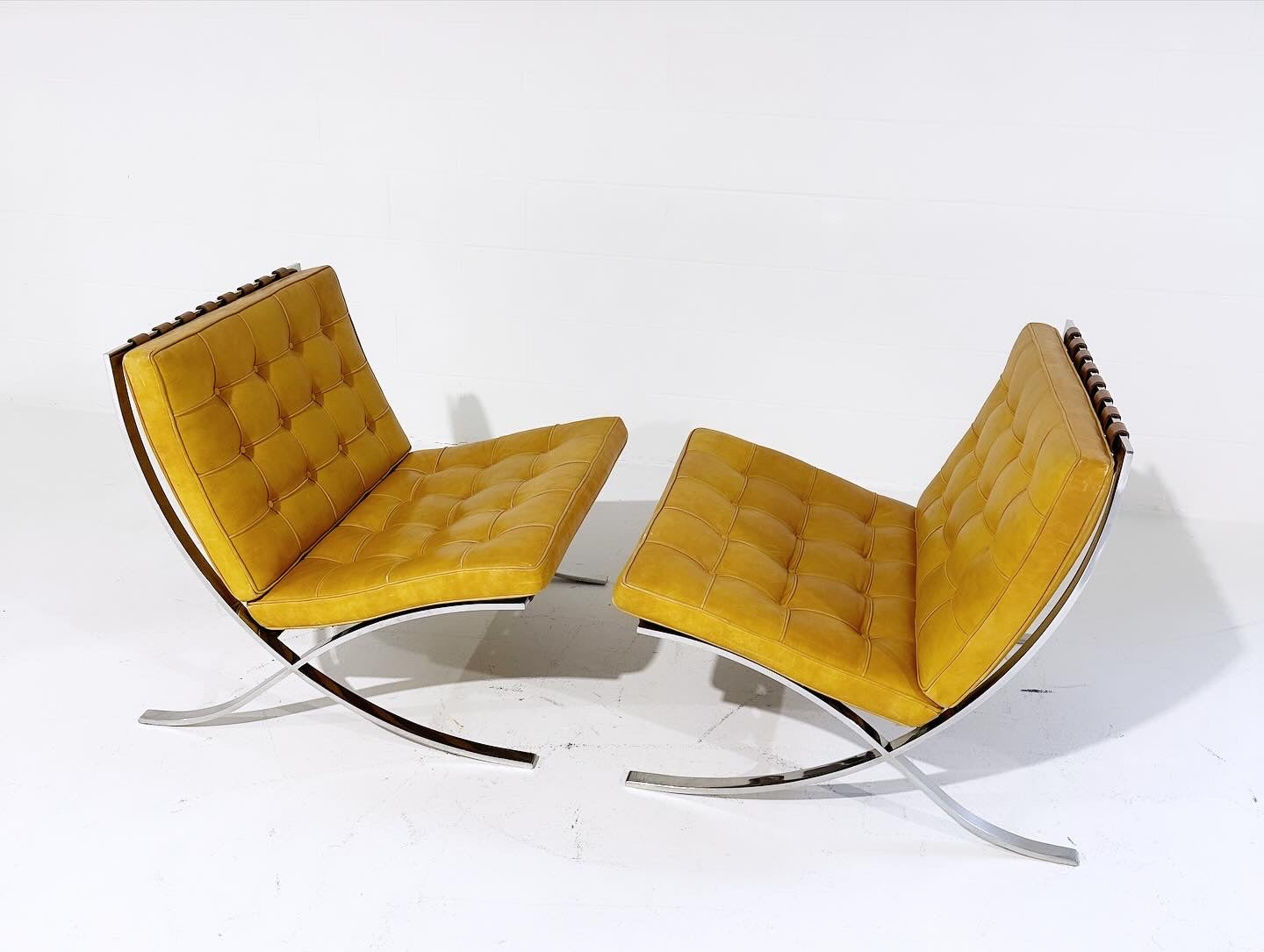Gerald R. Griffith Barcelona Chairs and Ottomans, Set of 4