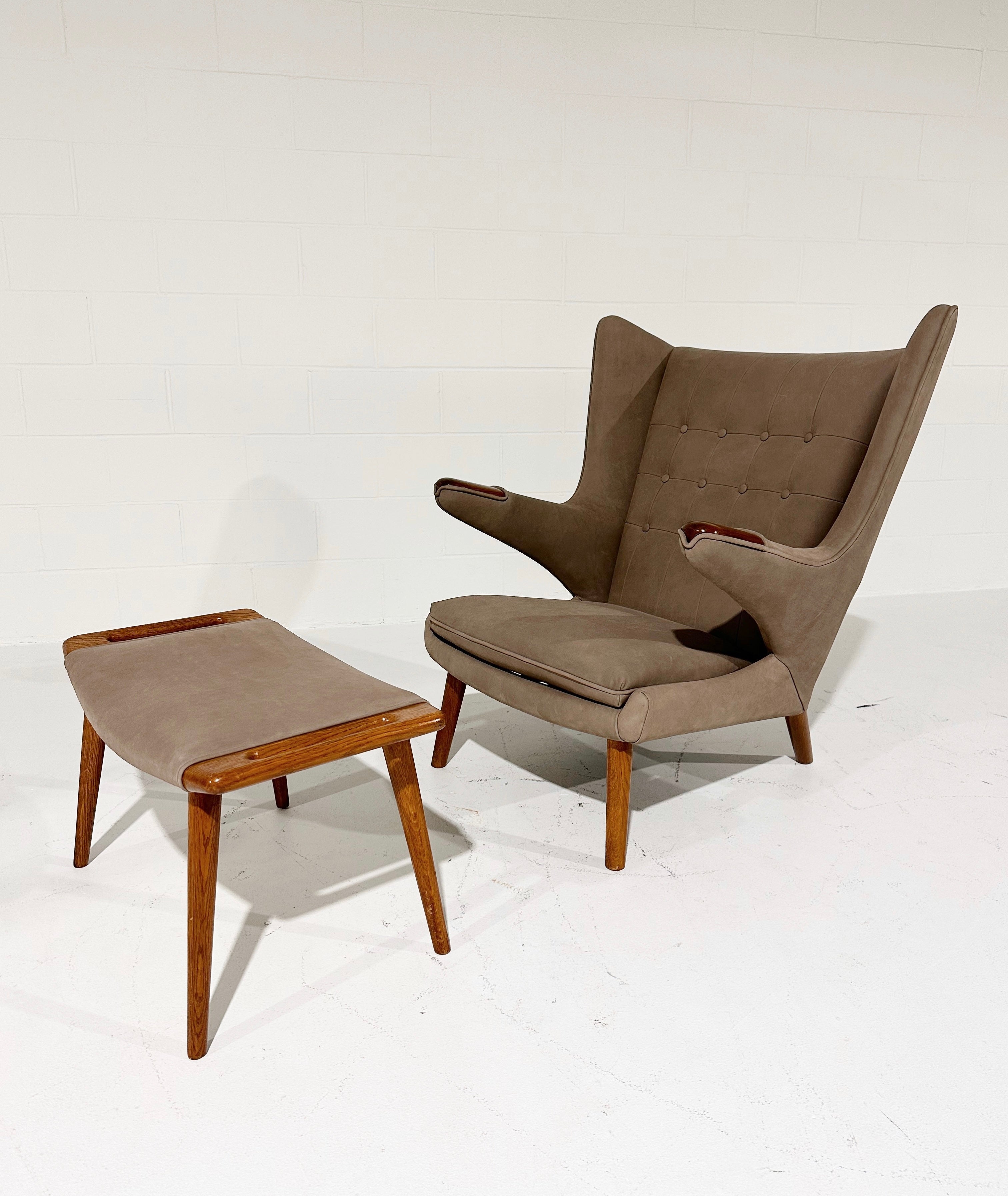 Papa Bear Chair with Ottoman in Loro Piana Nubuck FORSYTH