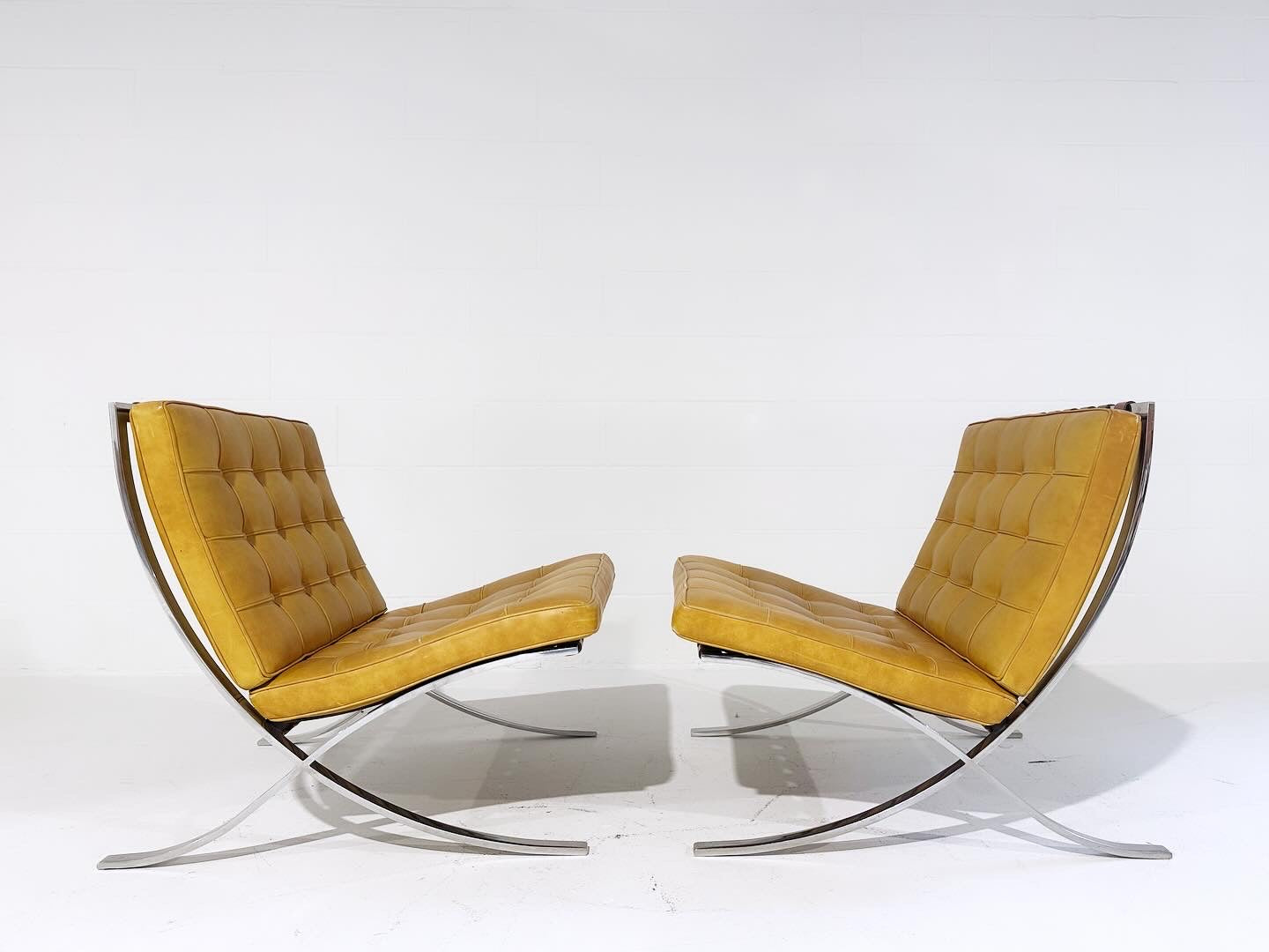 Gerald R. Griffith Barcelona Chairs and Ottomans, Set of 4