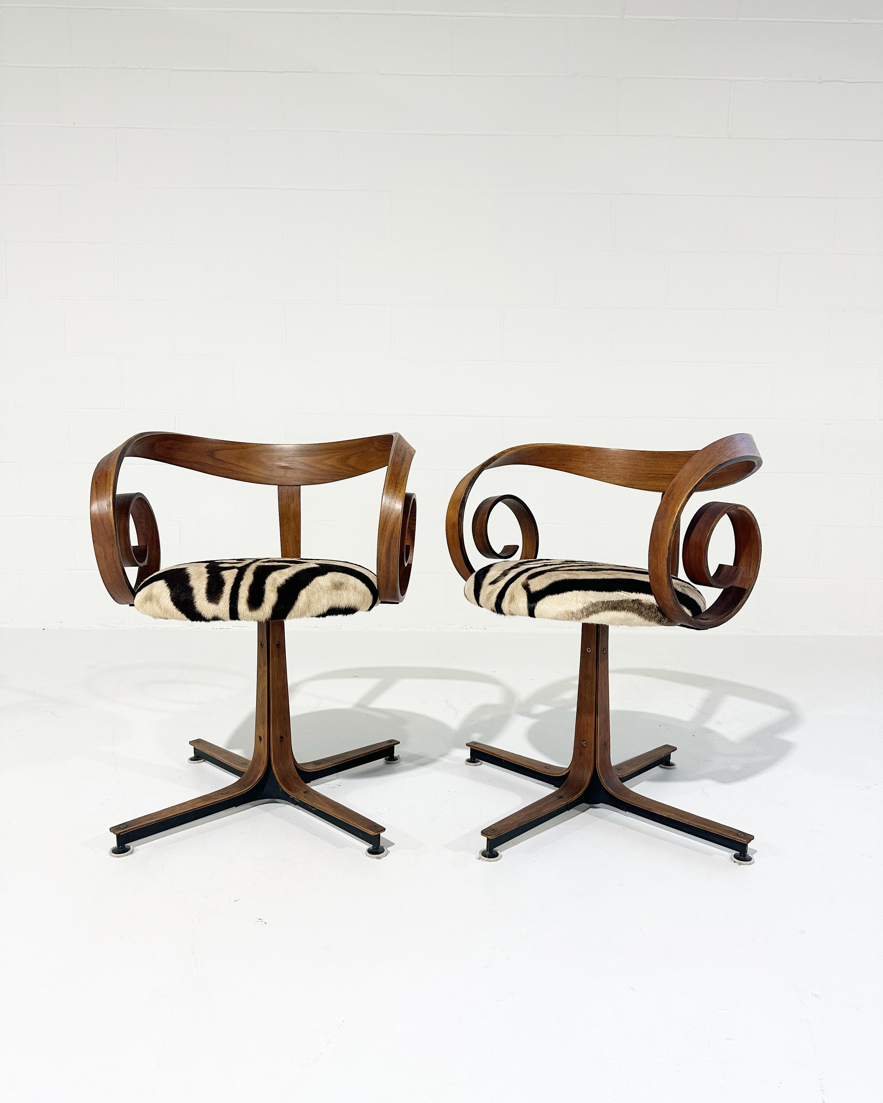 Sultana Chairs in Zebra Hide, pair