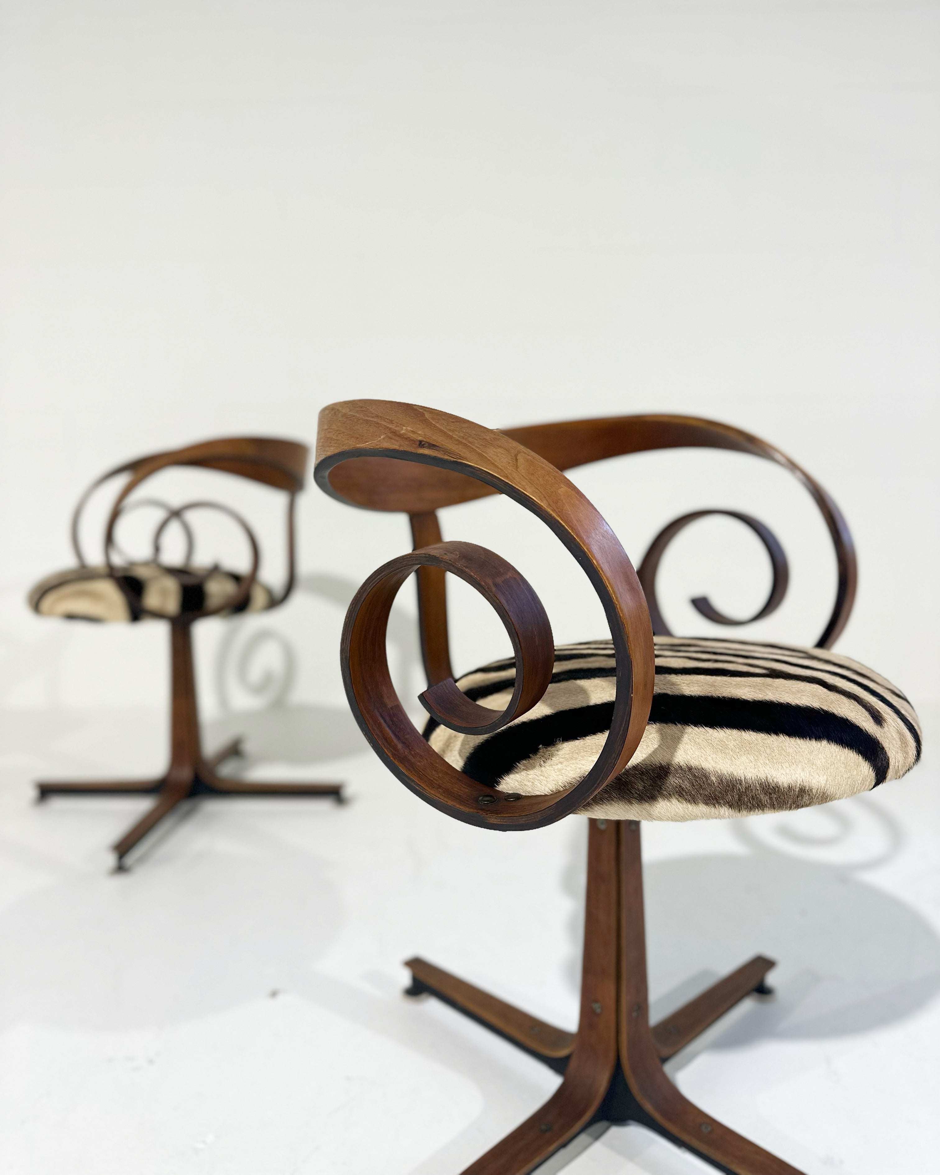 Sultana Chairs in Zebra Hide, pair