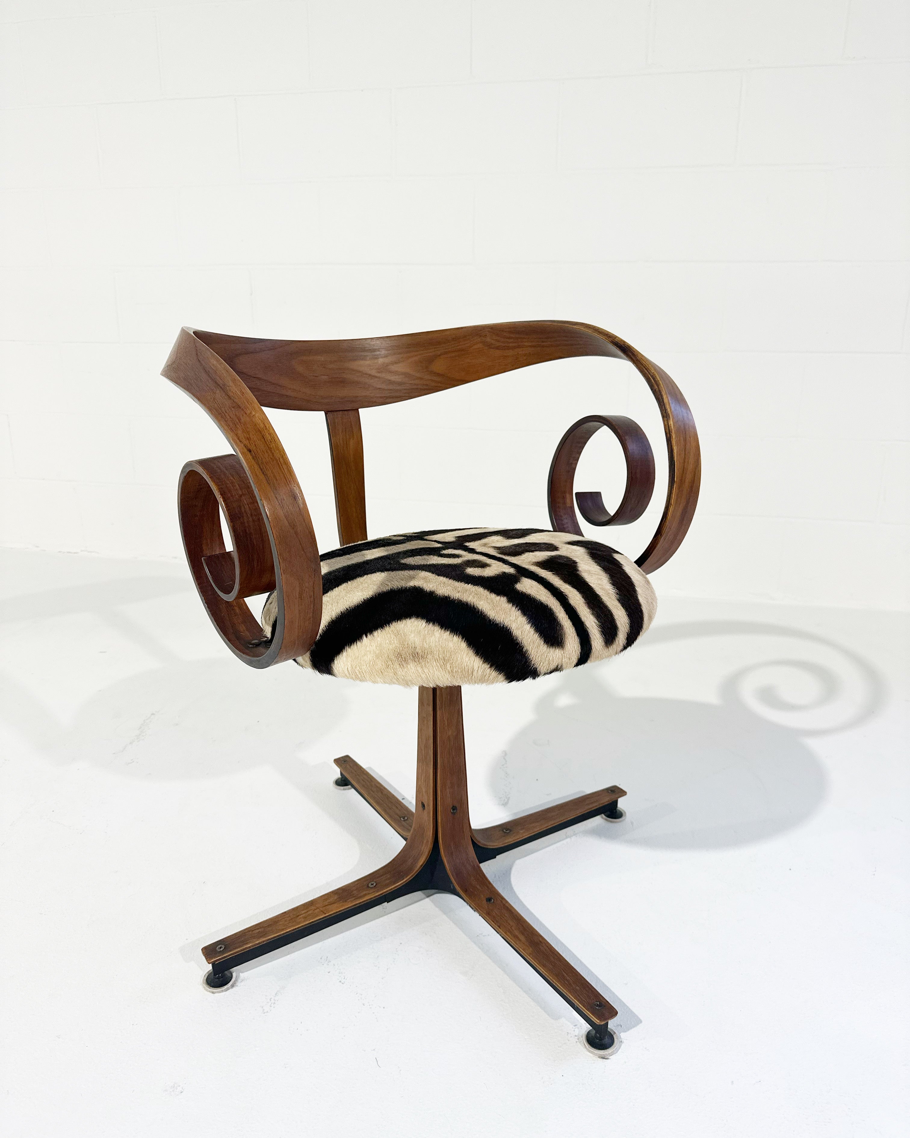 Sultana Chairs in Zebra Hide, pair