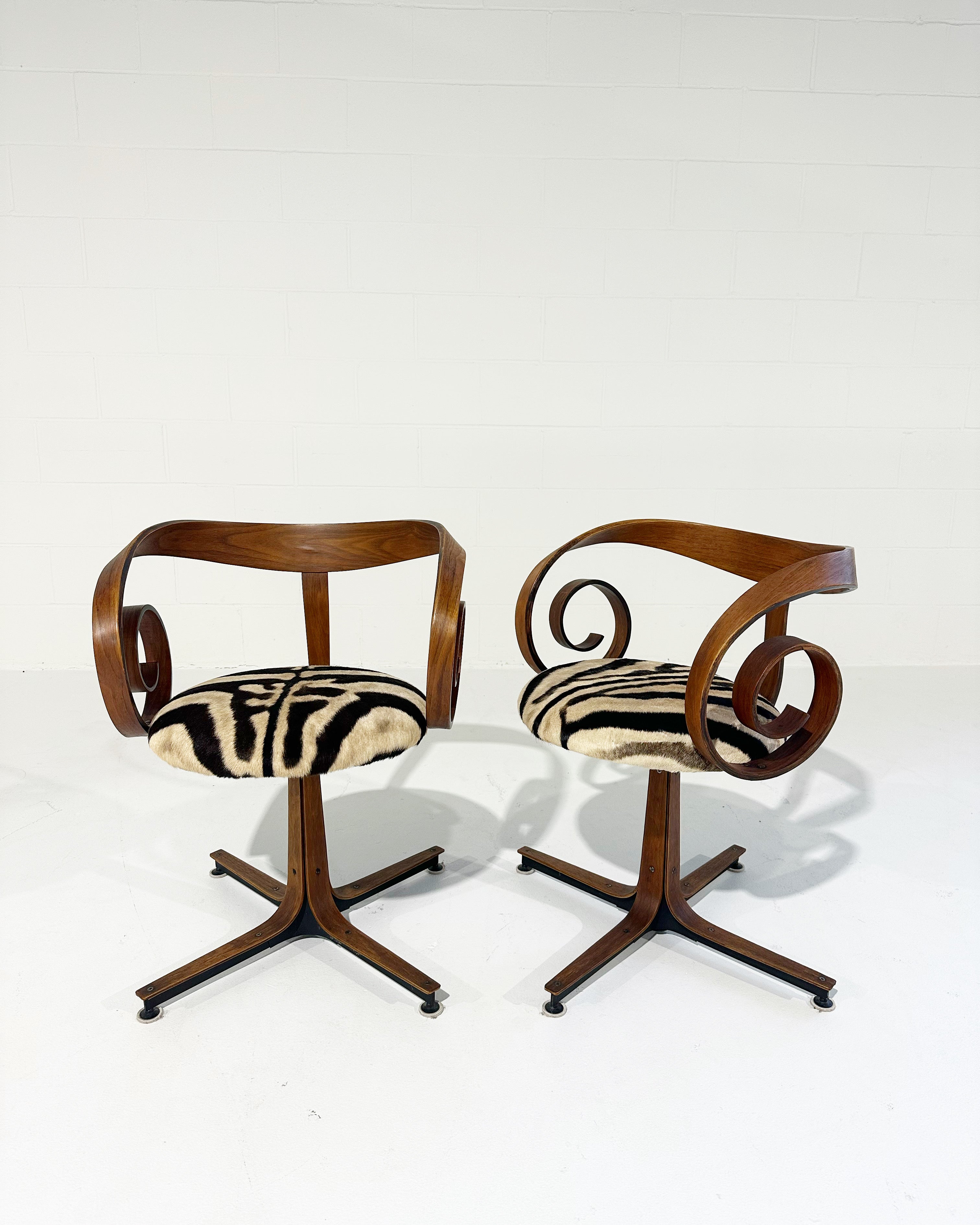 Sultana Chairs in Zebra Hide, pair