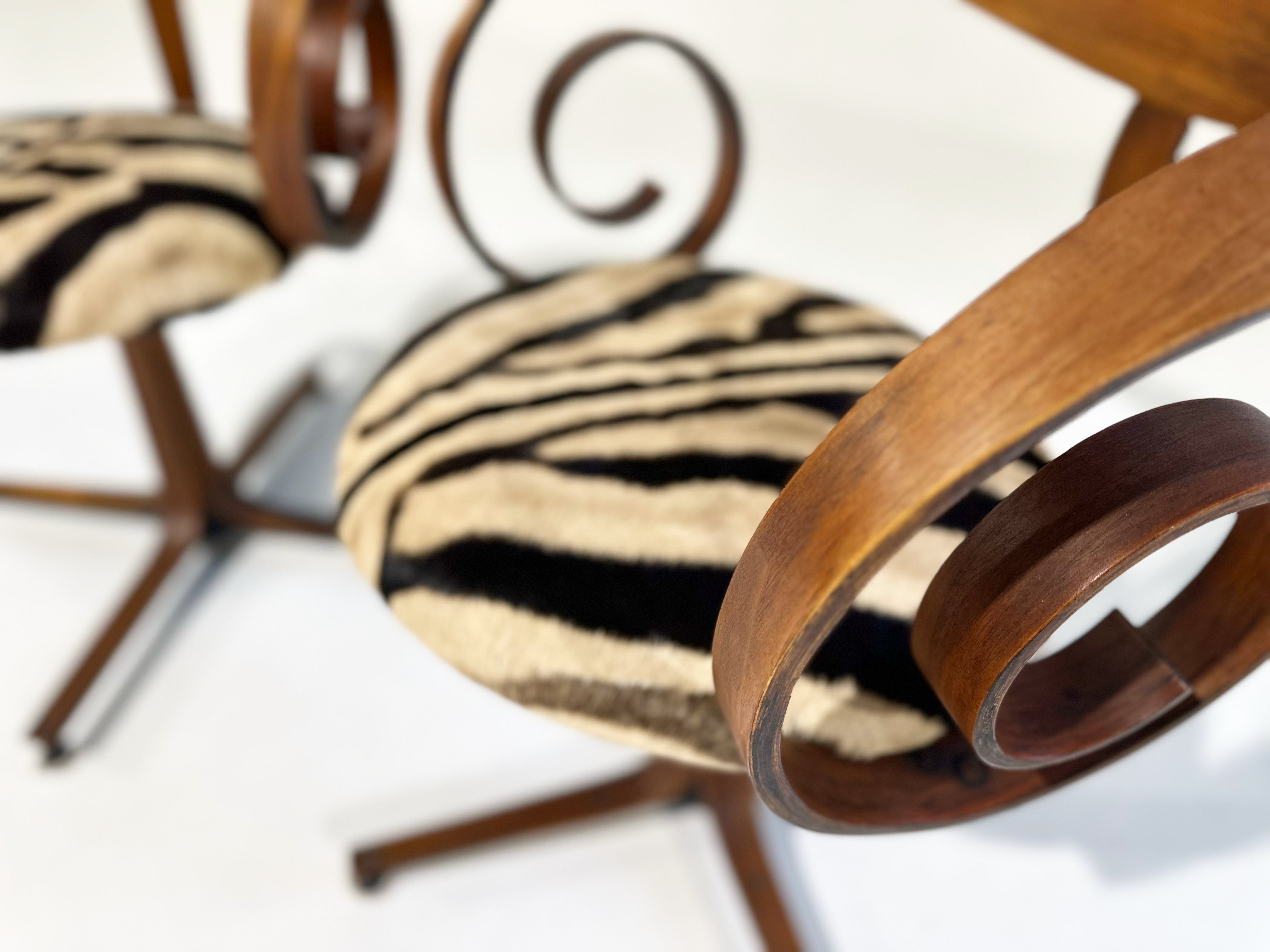 Sultana Chairs in Zebra Hide, pair