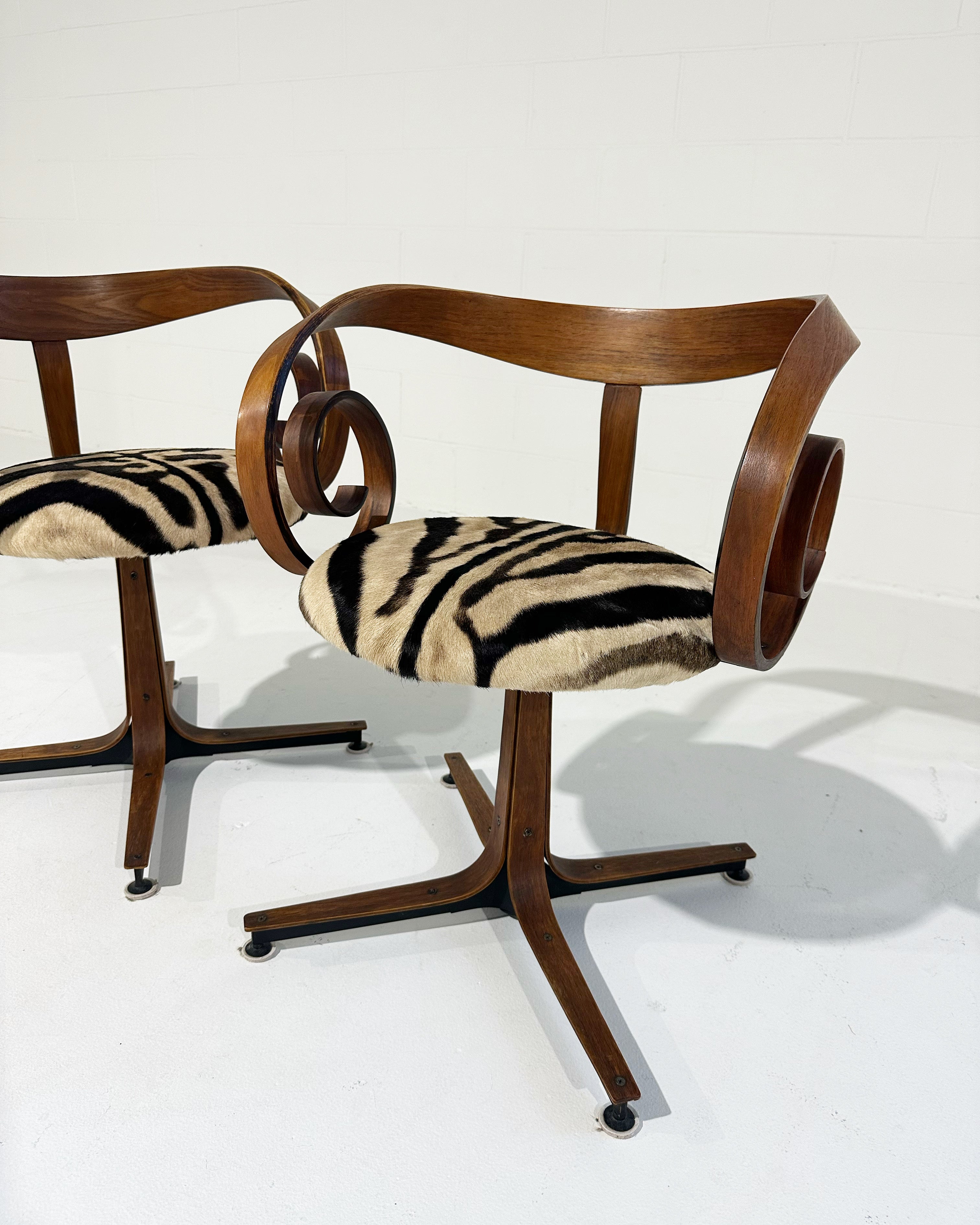 Sultana Chairs in Zebra Hide, pair