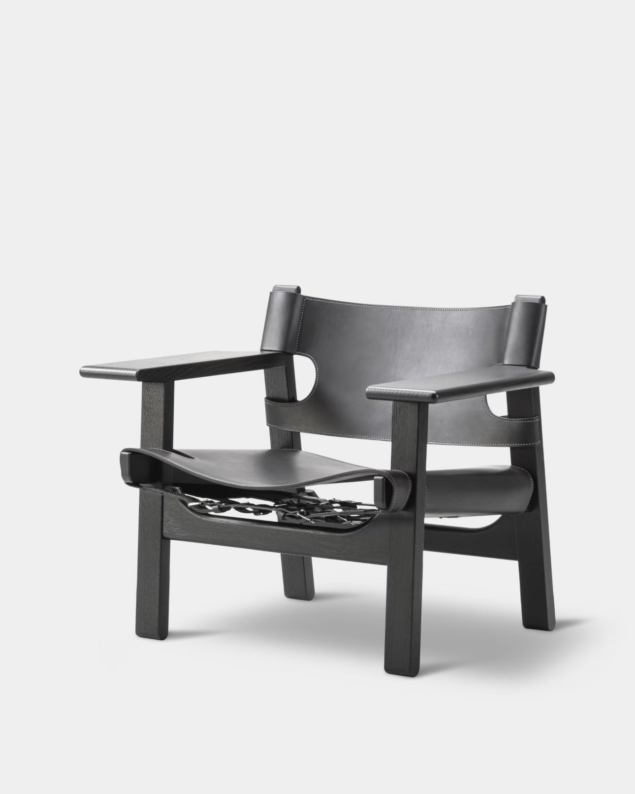 The Spanish Chair | Black Leather and Black Lacquered Oak
