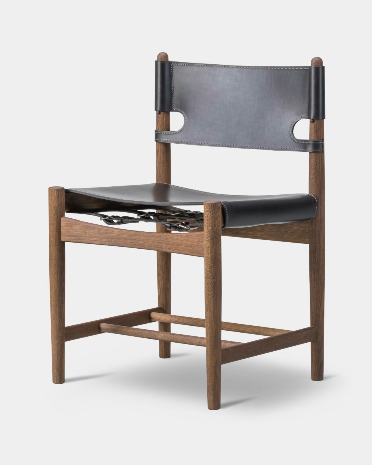 The Spanish Dining Chair | Black Leather and Smoked Oiled Oak