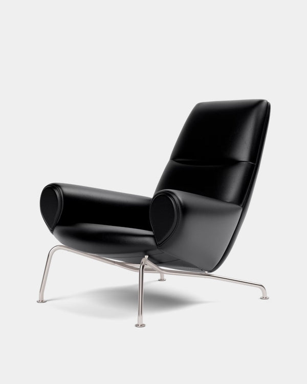 Queen Chair | Black Leather and Stainless Steel