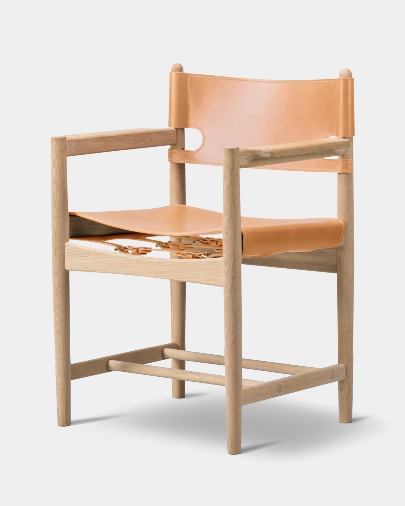 The Spanish Dining Armchair | Natural Leather and Soaped Oak