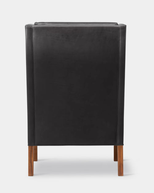 The Wing Chair | Black Leather and Oiled Walnut