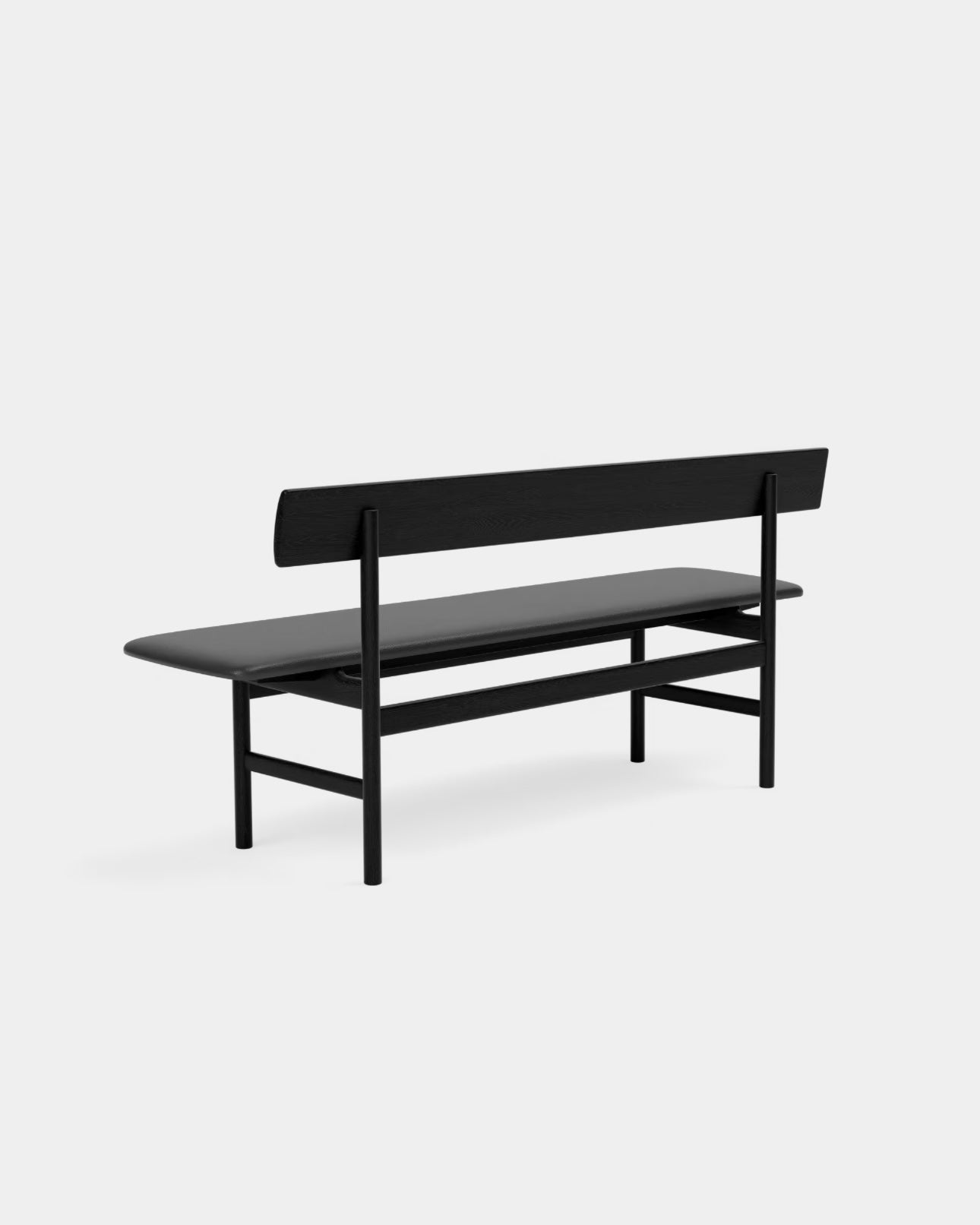 The Mogensen Bench | Black Leather and Black Lacquered Oak