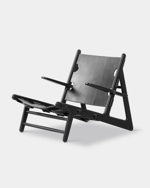 The Hunting Chair | Black Leather and Black Lacquered Oak