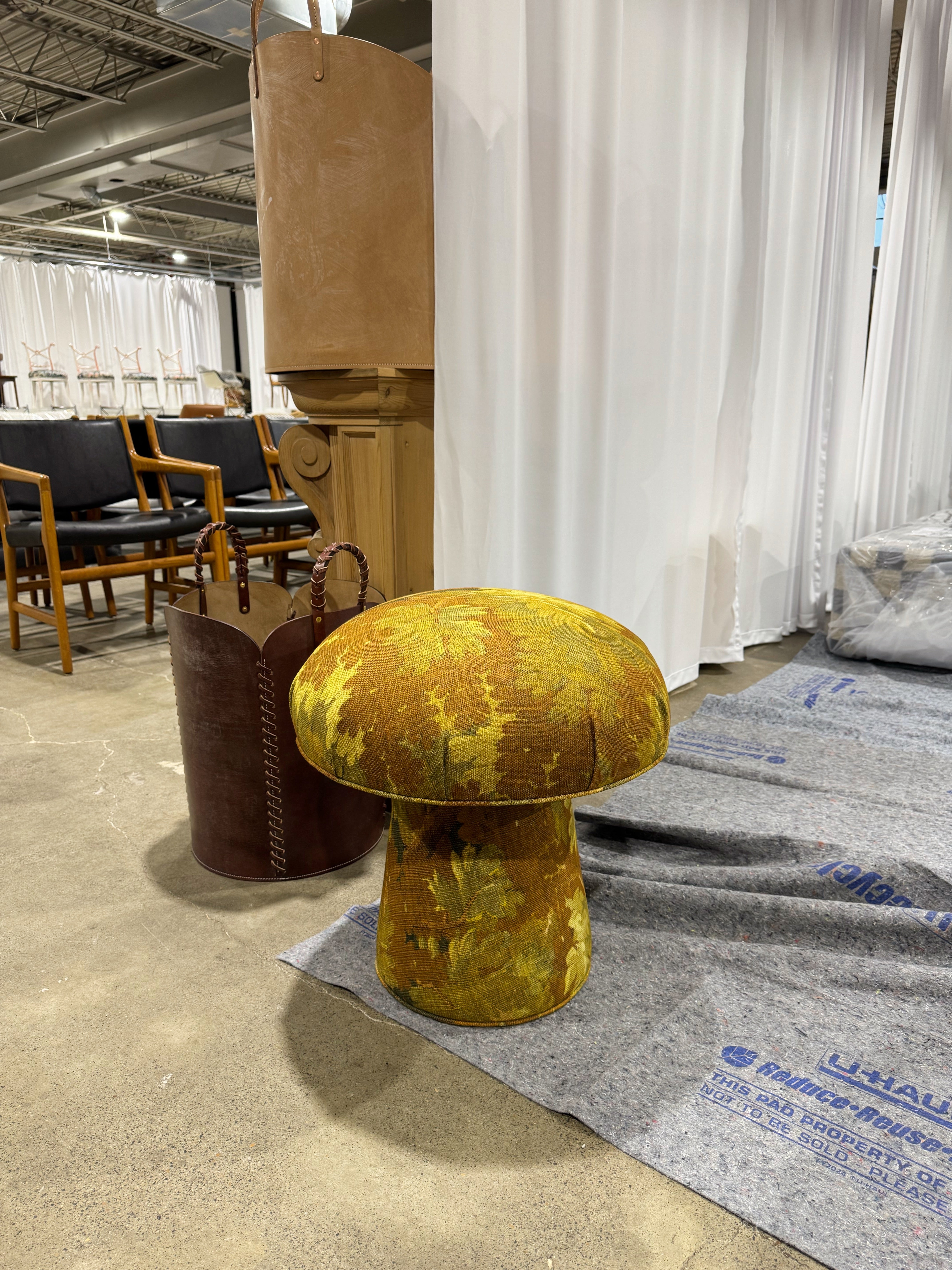 The Forsyth Mushroom Pouf in Dedar 'Schwarzwald' Verdure