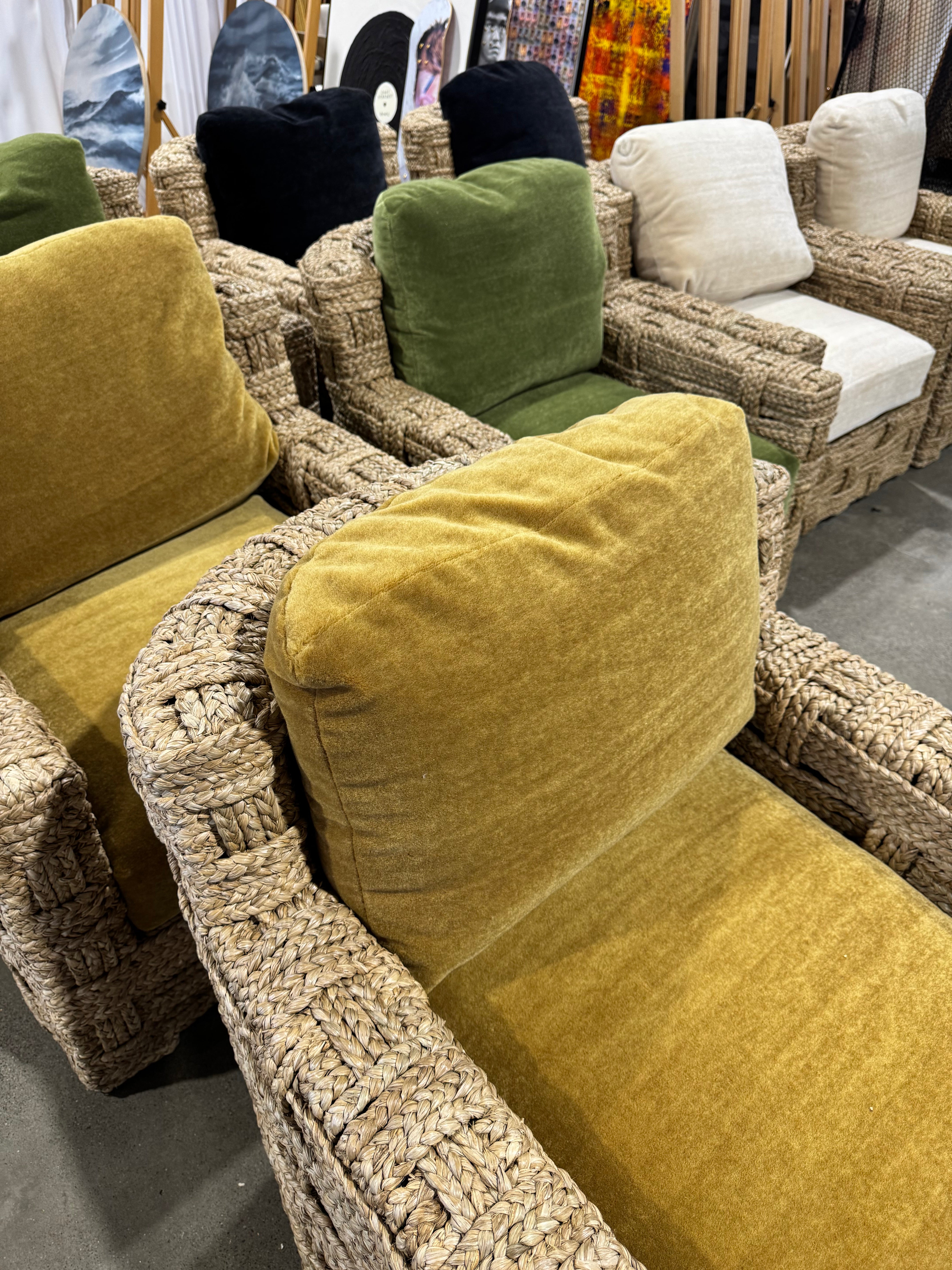 The Rope Lounge Chair with Pierre Frey Teddy Mohair Cushions