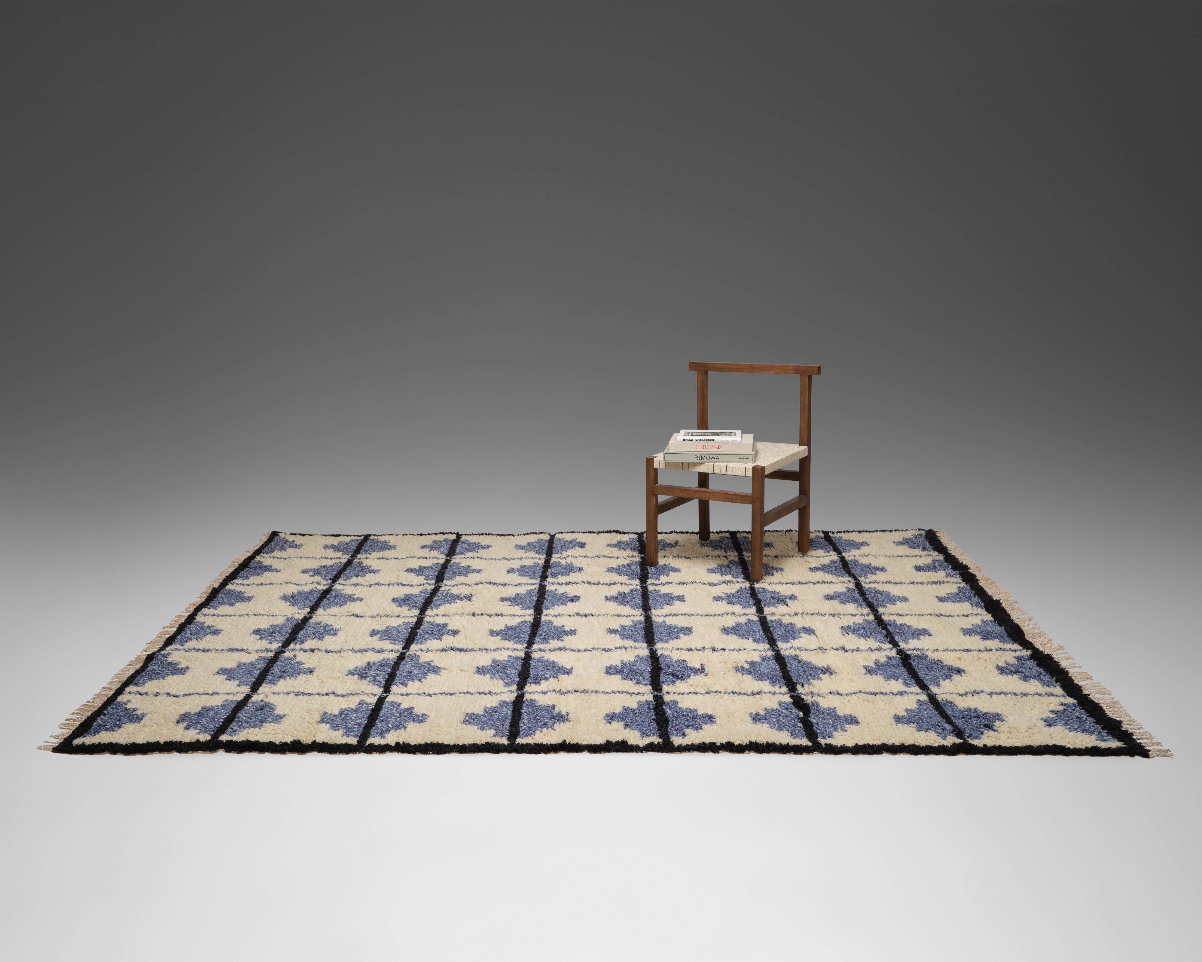 The Shaggy Tile Rug - Blue and Cream