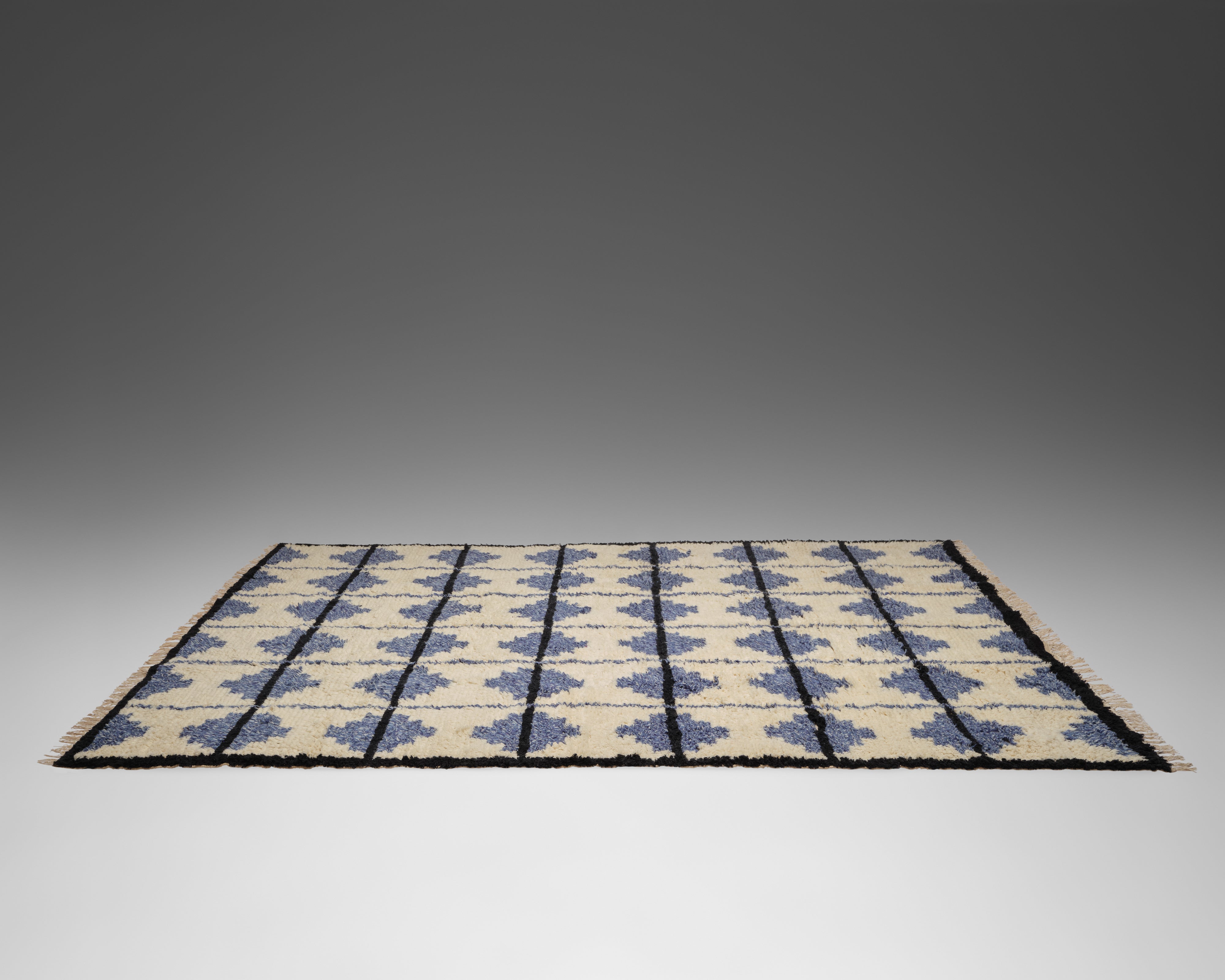 The Shaggy Tile Rug - Blue and Cream