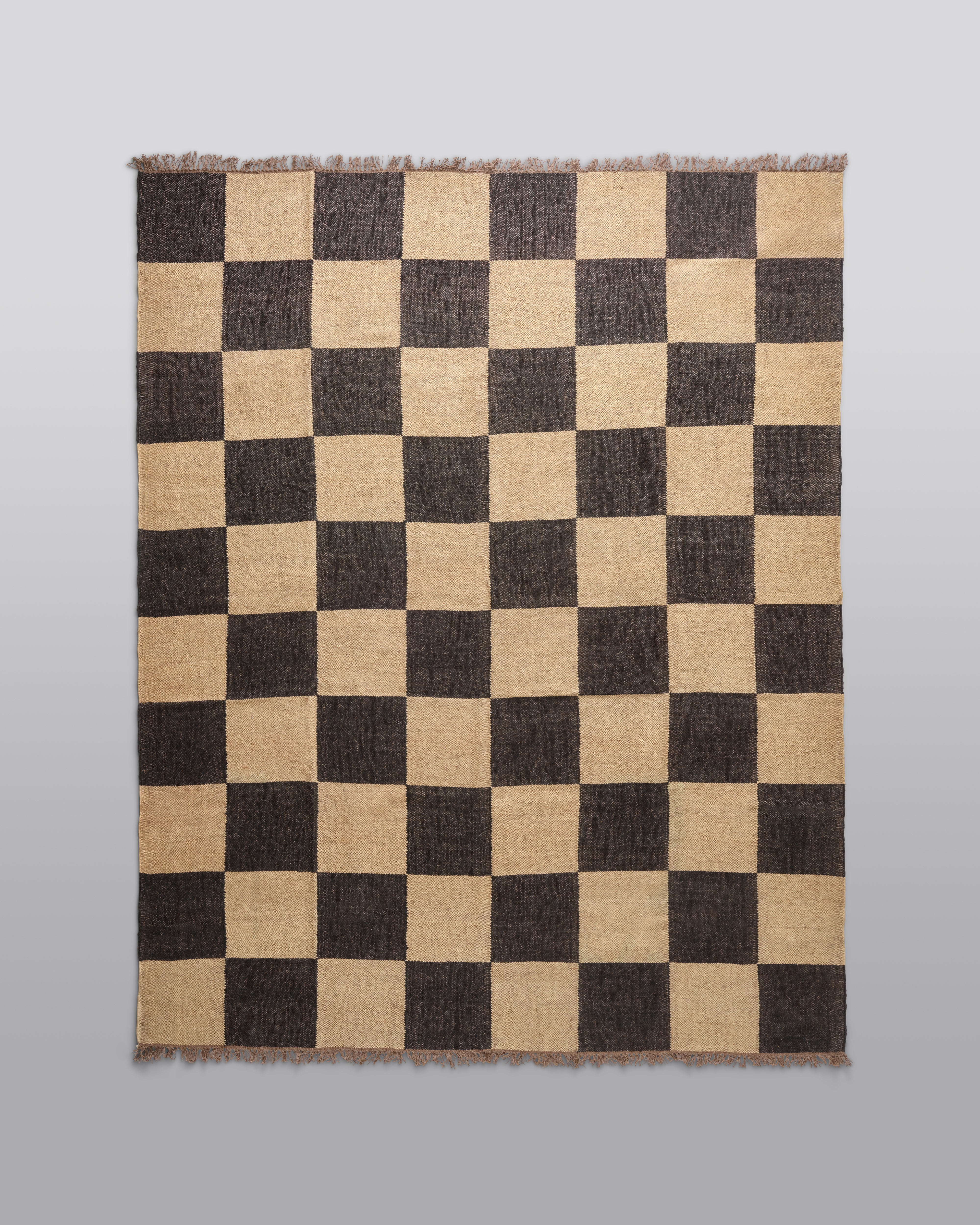 The Checkerboard Rug - Big Checks in Off Black