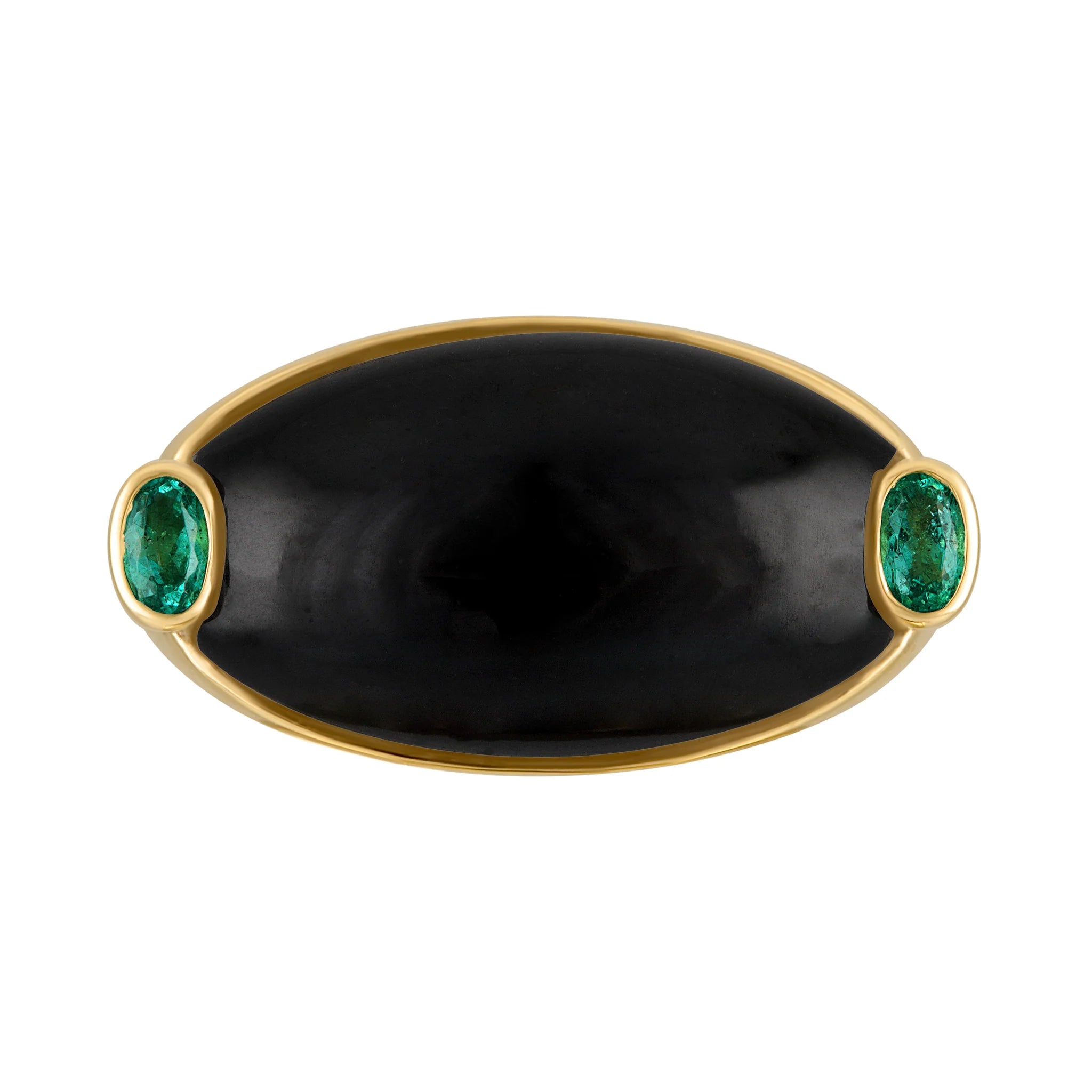 Oval Onyx and Emerald Signet