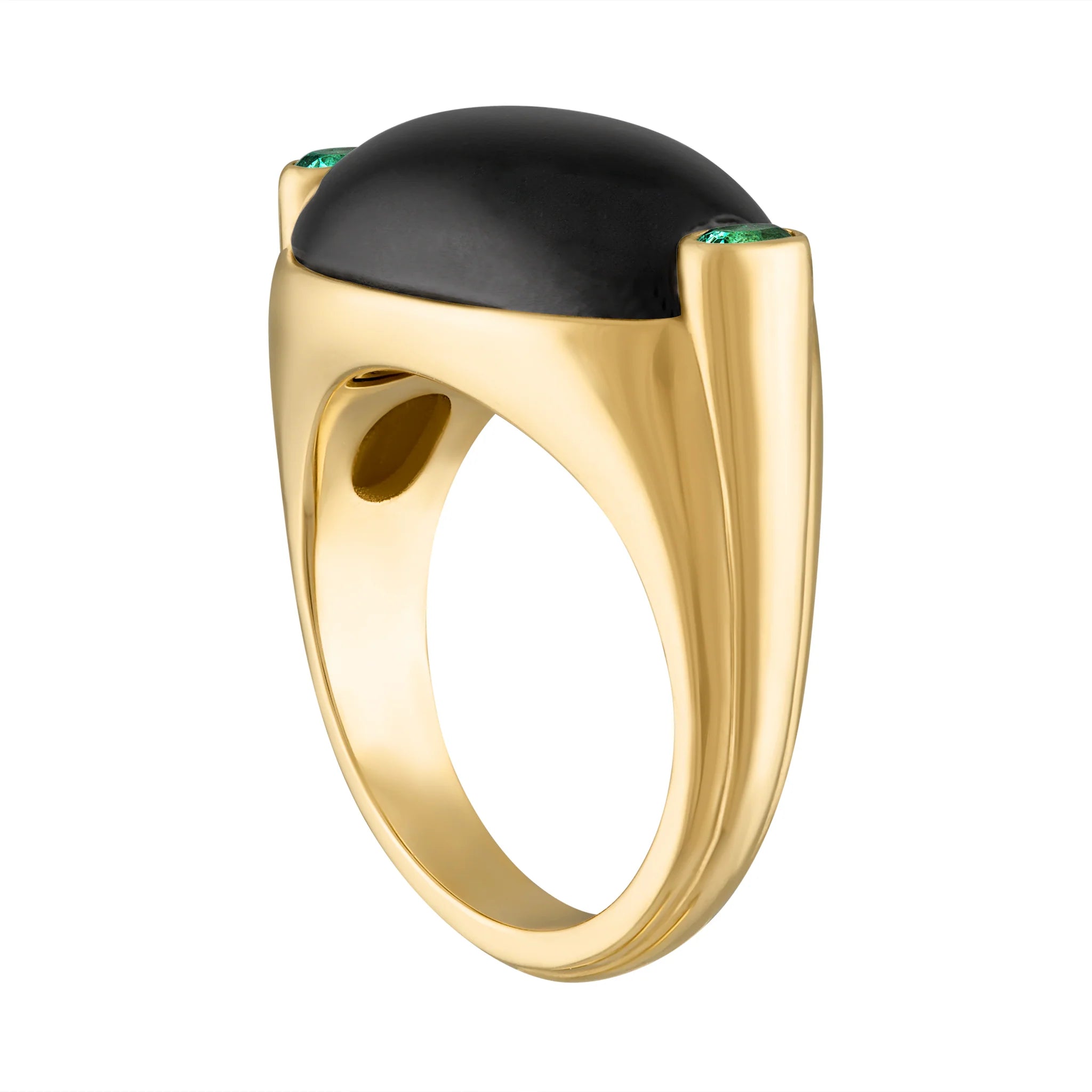 Oval Onyx and Emerald Signet