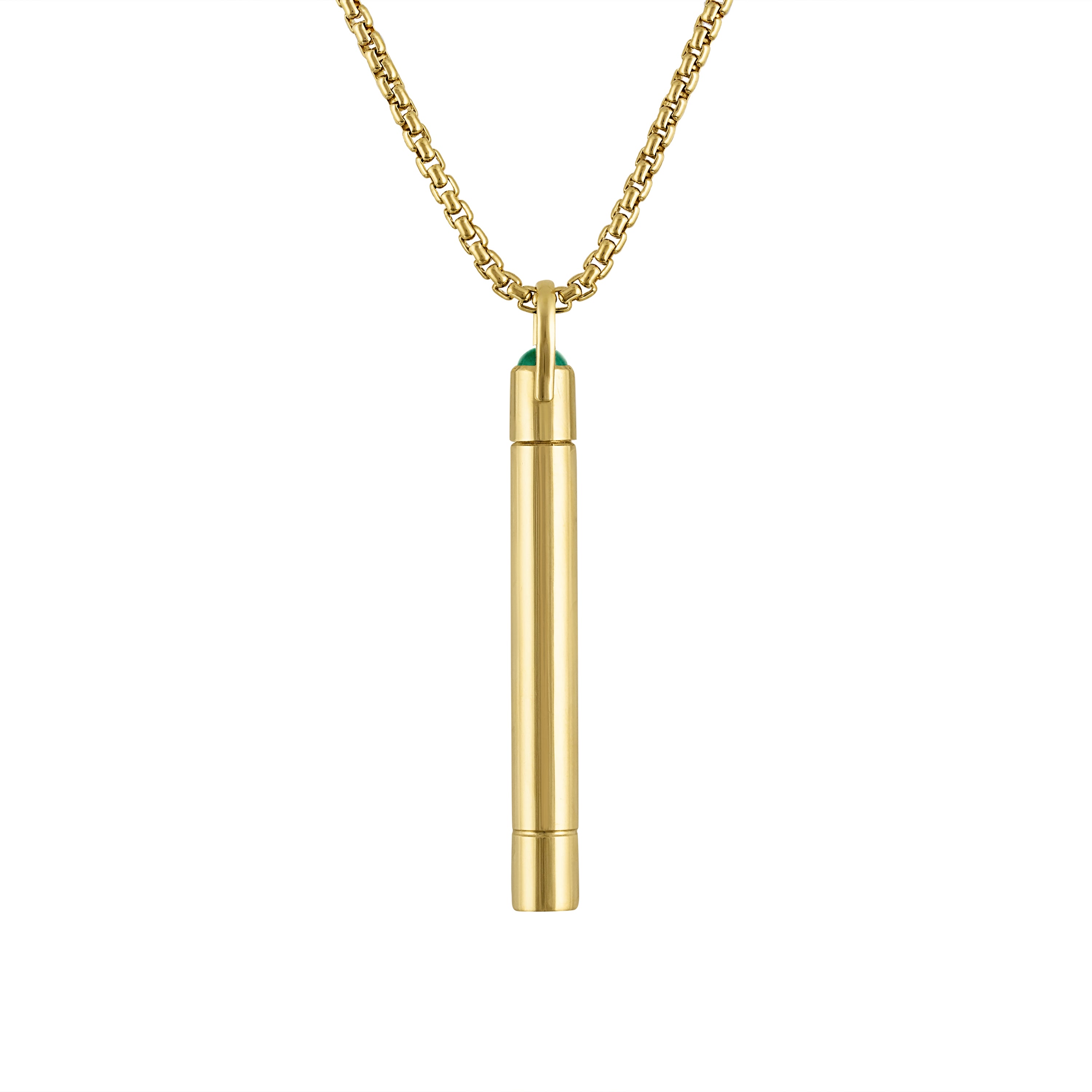 The Stash Pendant with Cabochon Emerald