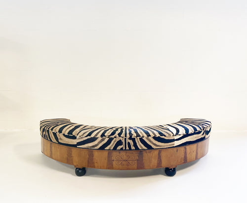 19th Century Fruitwood Banquette in Zebra Hide - FORSYTH