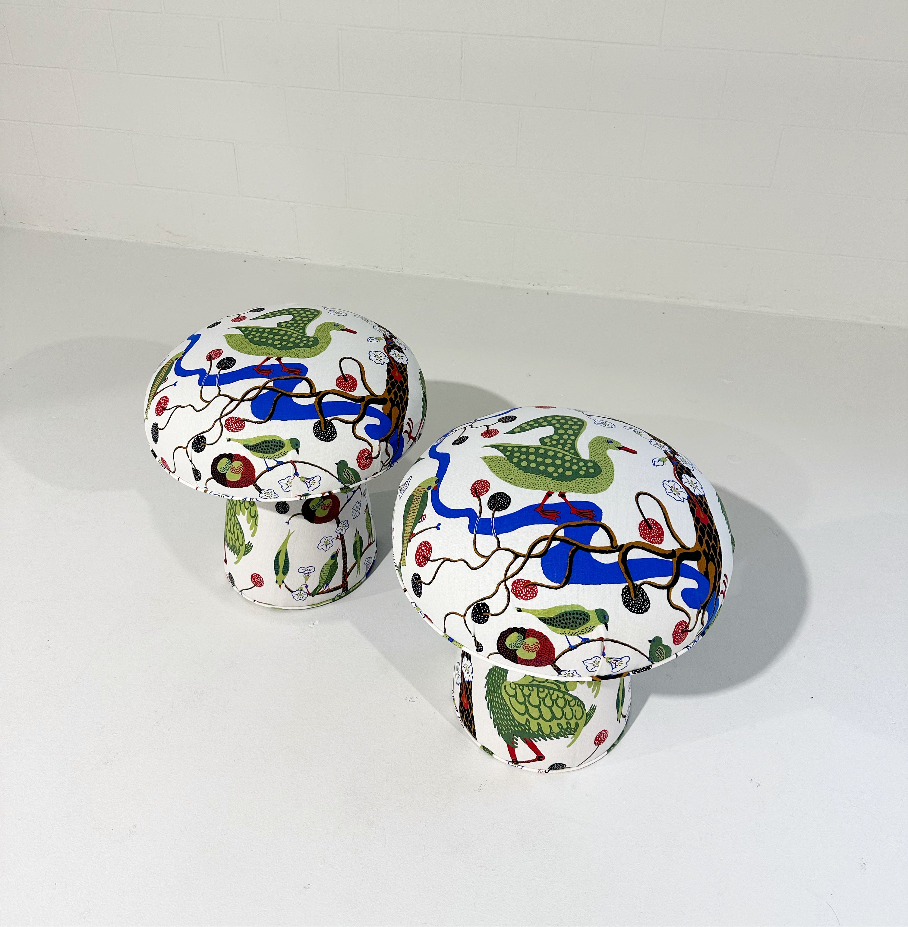 The Forsyth Mushroom Pouf in Josef Frank for Svenskt Tenn Gröna Fåglar