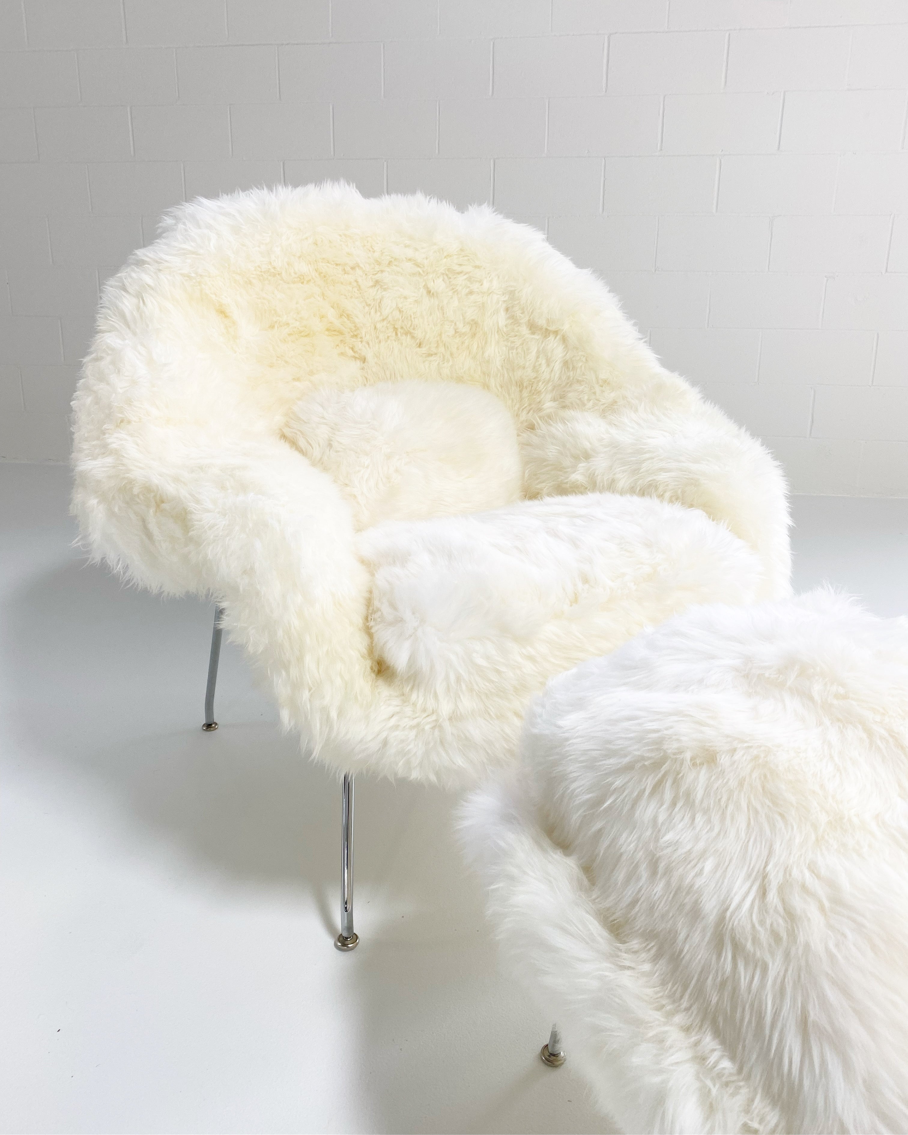 Bespoke Womb Chair and Ottoman in New Zealand Sheepskin