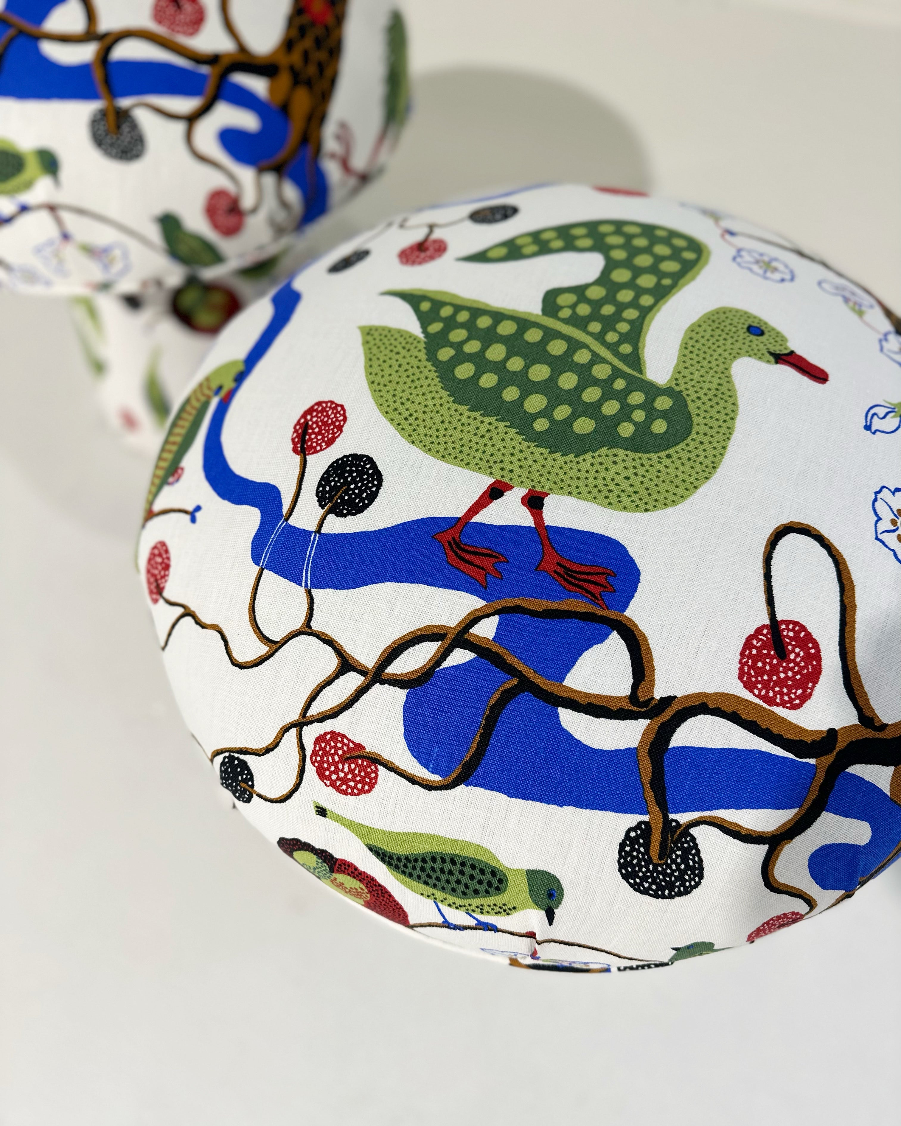 The Forsyth Mushroom Pouf in Josef Frank for Svenskt Tenn Gröna Fåglar