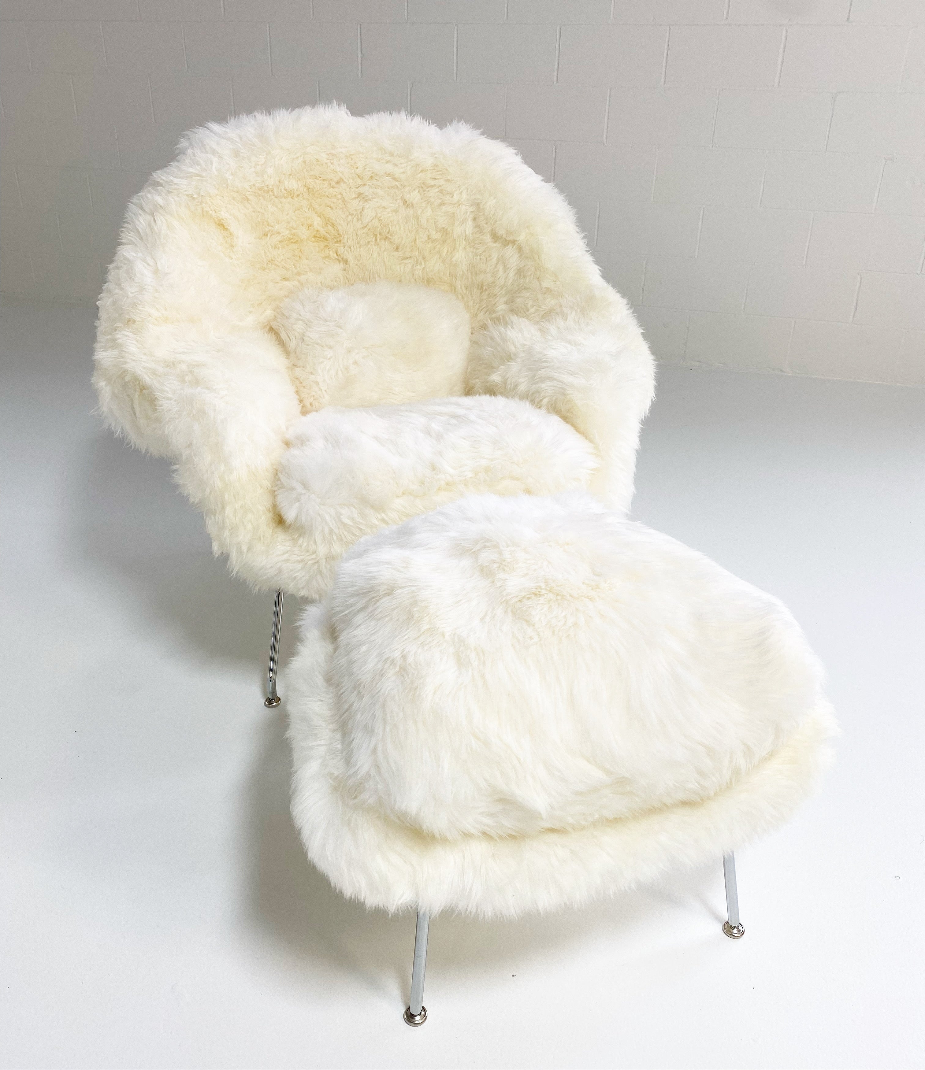 Bespoke Womb Chair and Ottoman in New Zealand Sheepskin