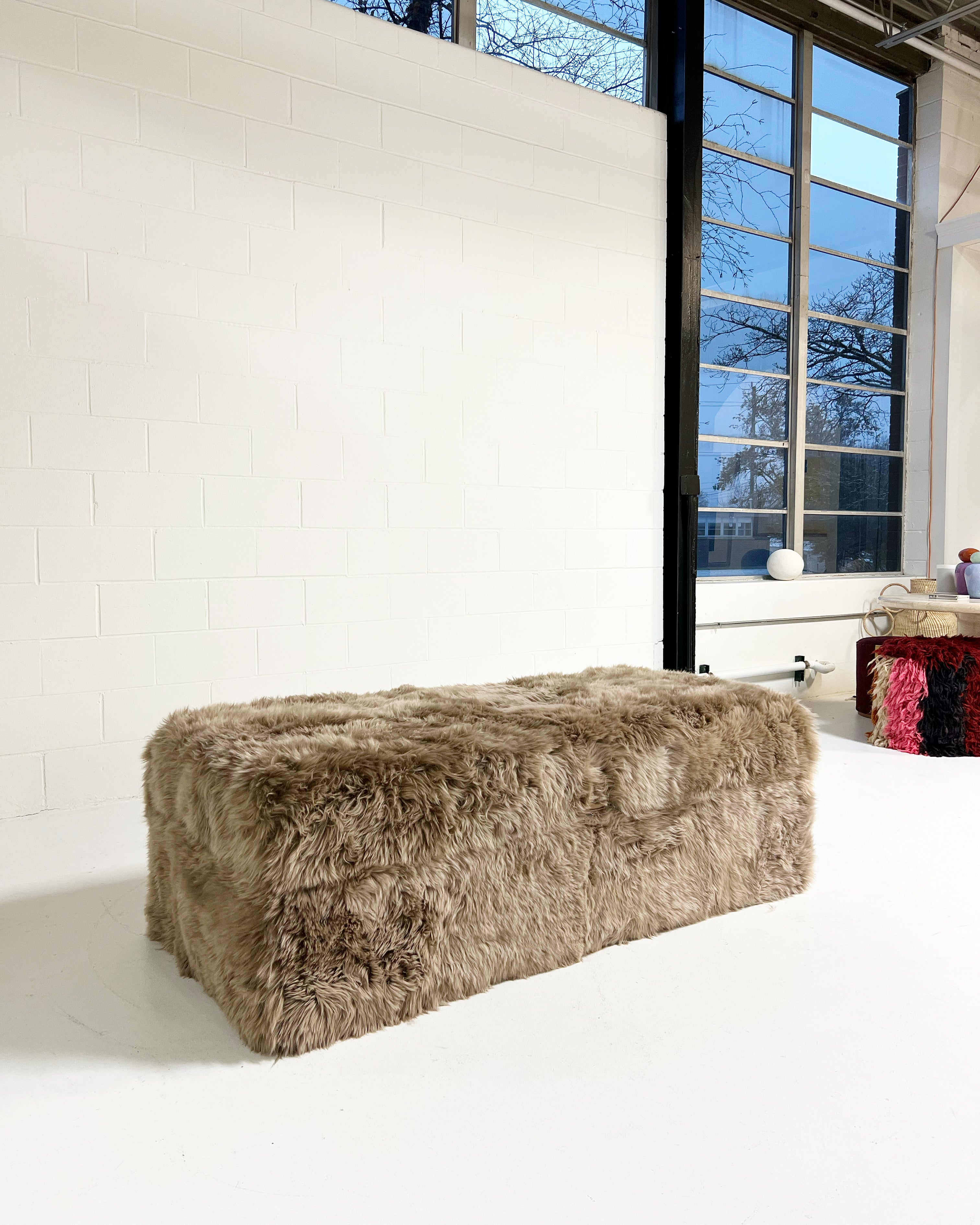 The Forsyth Storage Ottoman in Sheepskin