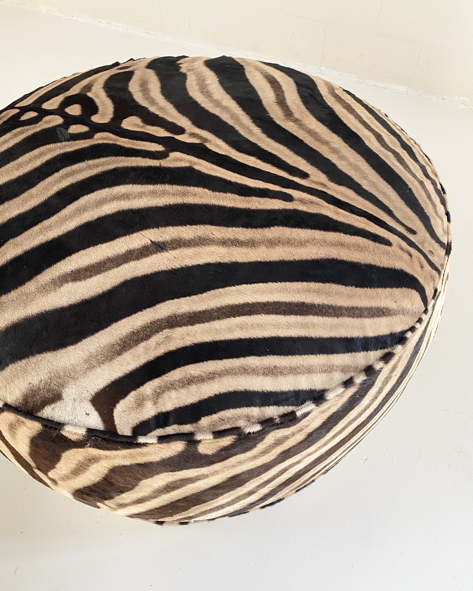 The Forsyth Cloud Ottoman in Zebra Hide