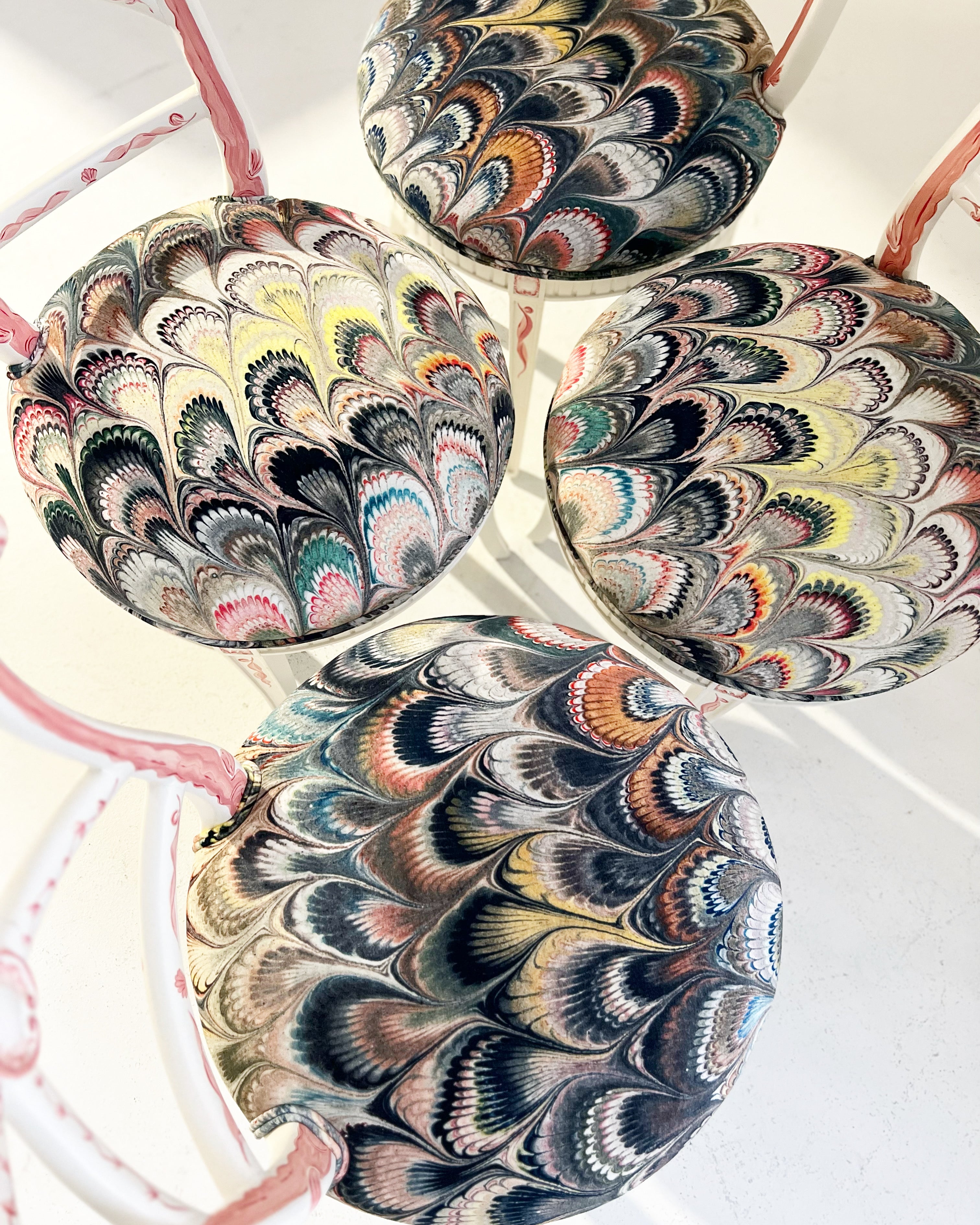 Hand-Painted 'Sea Monsters' Chairs, Set of 4