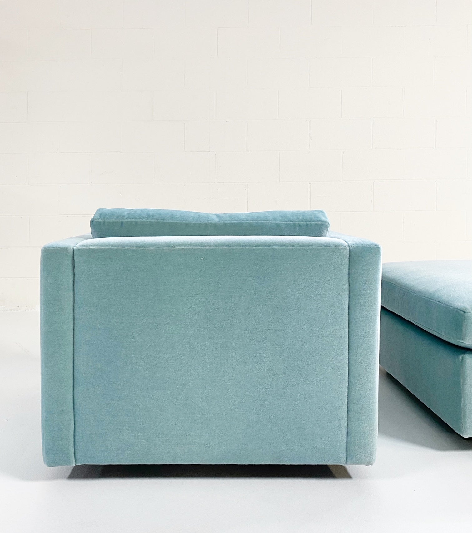 Club Chair & Ottoman in Pierre Frey Mohair Velvet