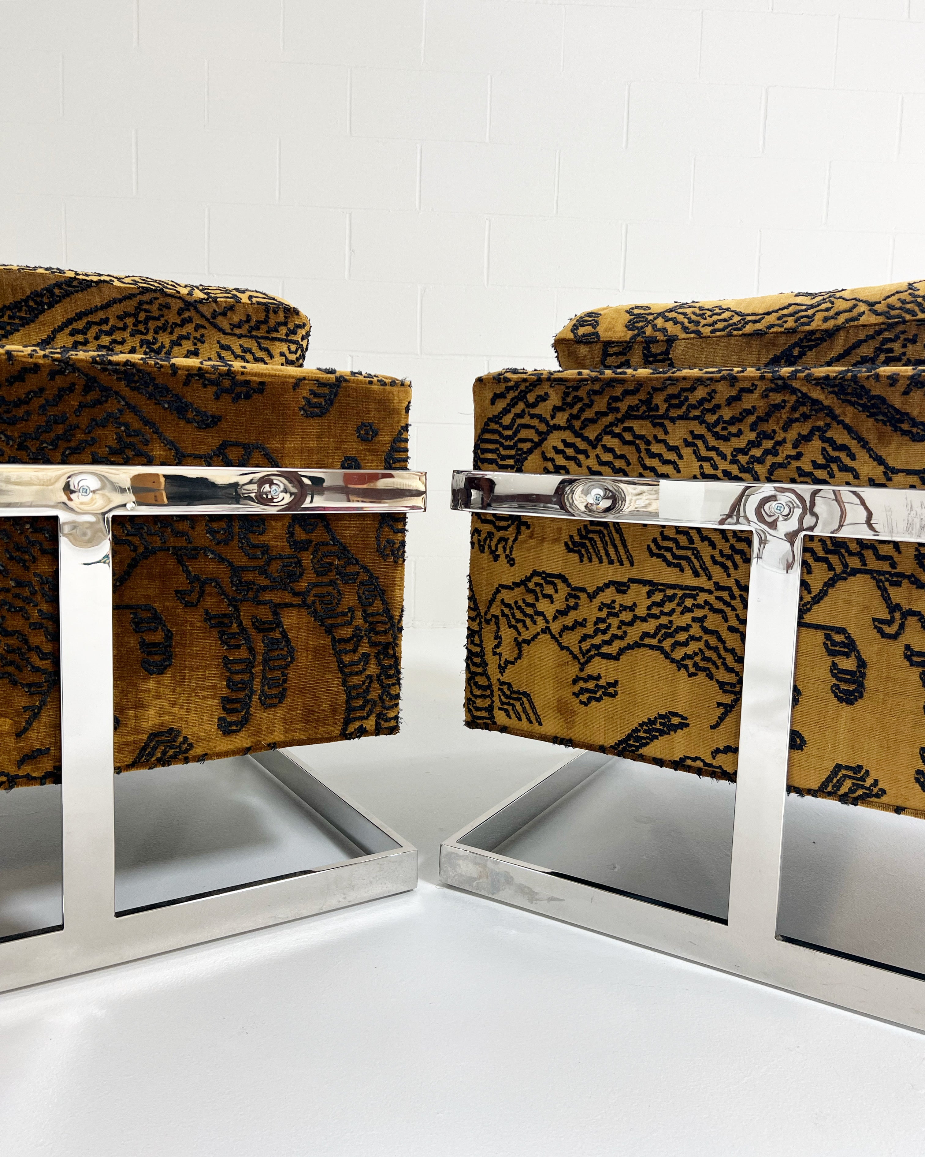 Lounge Chairs in Dedar Tiger Mountain, Pair