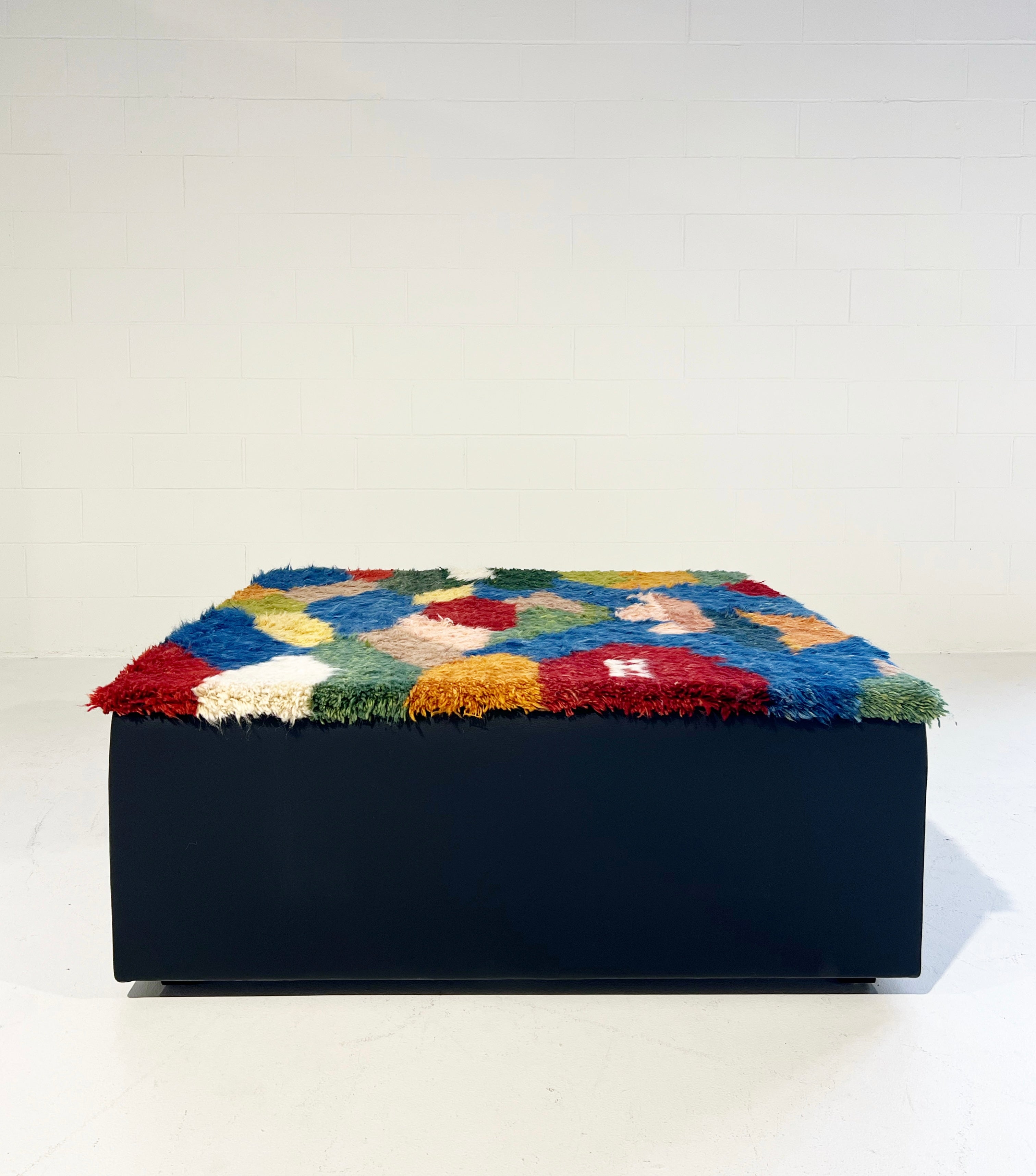 One-of-a-Kind Ottoman with Vintage Qashqai Gabbeh Rug from Iran