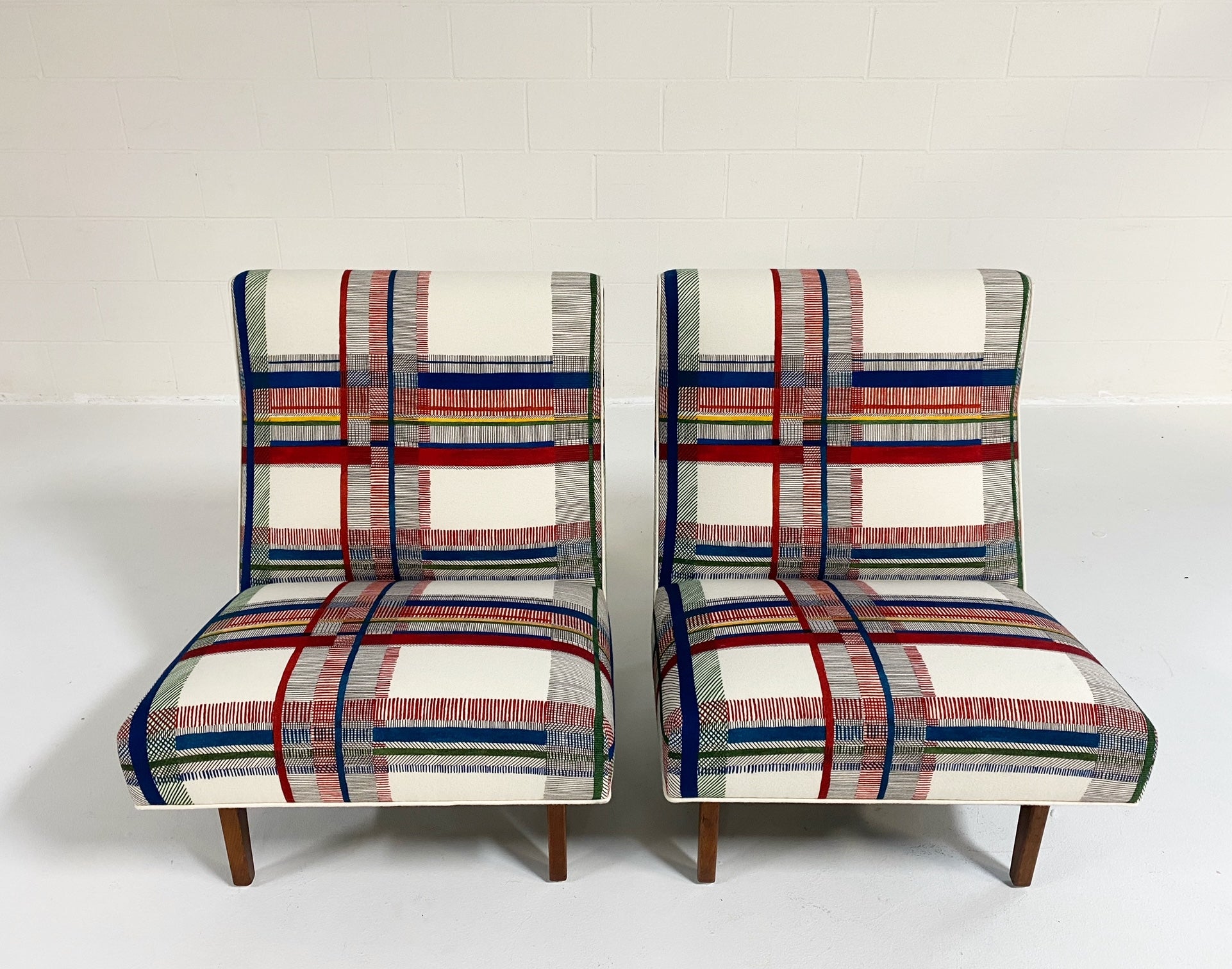 Walnut Slipper Chairs in Hermès Wool, ONE available
