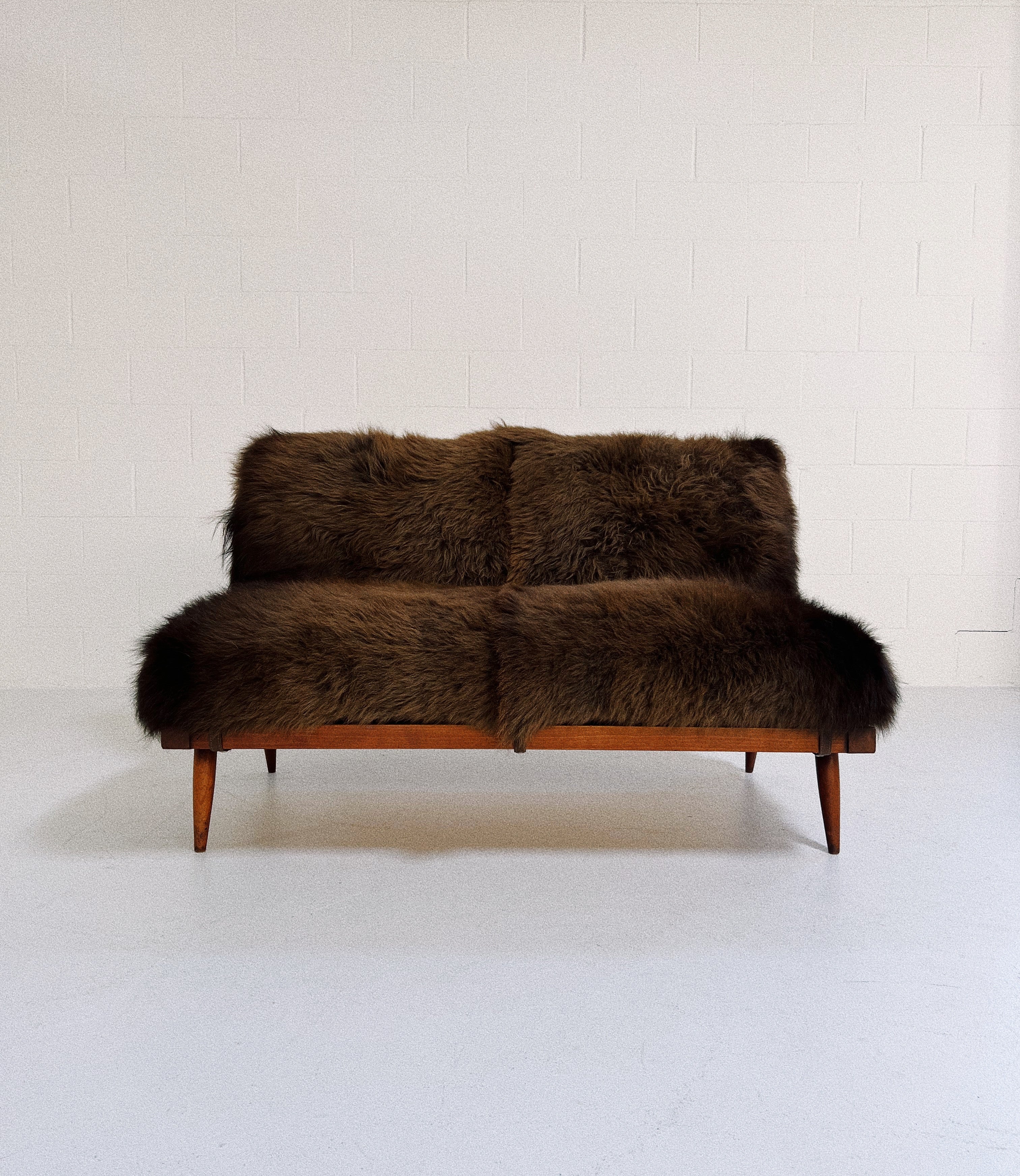 Settee with American Bison Hide Cushions