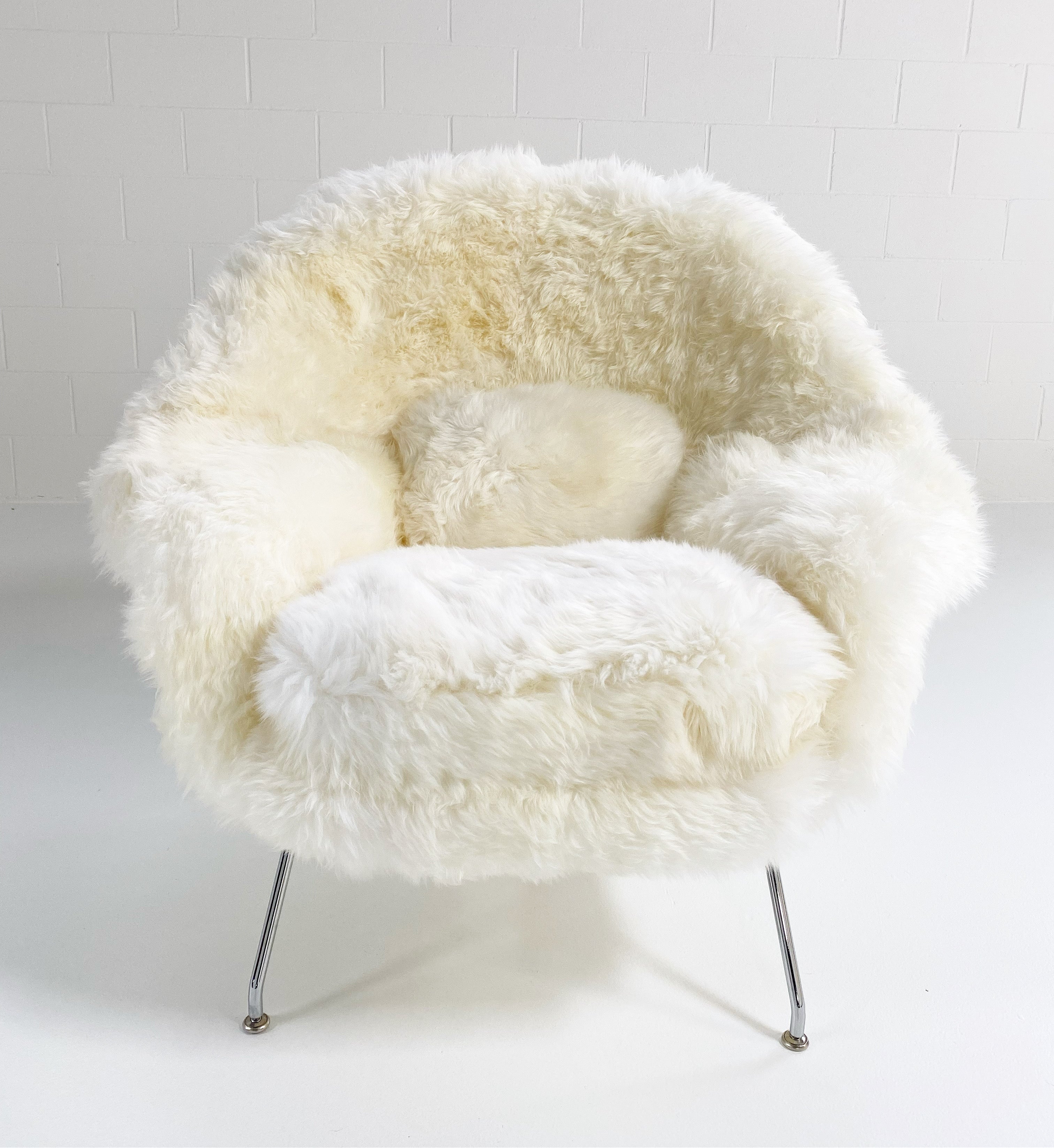 Bespoke Womb Chair and Ottoman in New Zealand Sheepskin