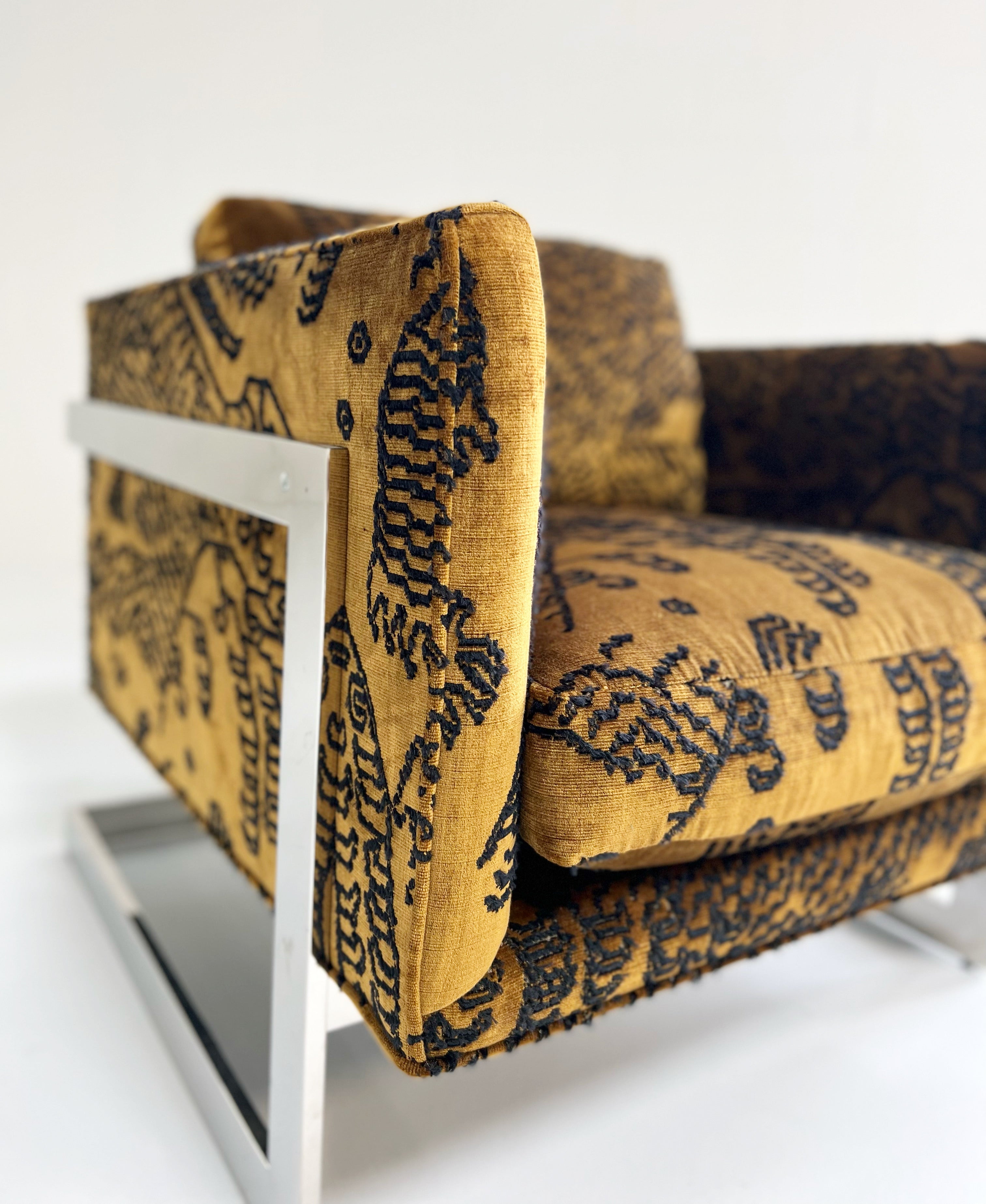 Lounge Chairs in Dedar Tiger Mountain, Pair
